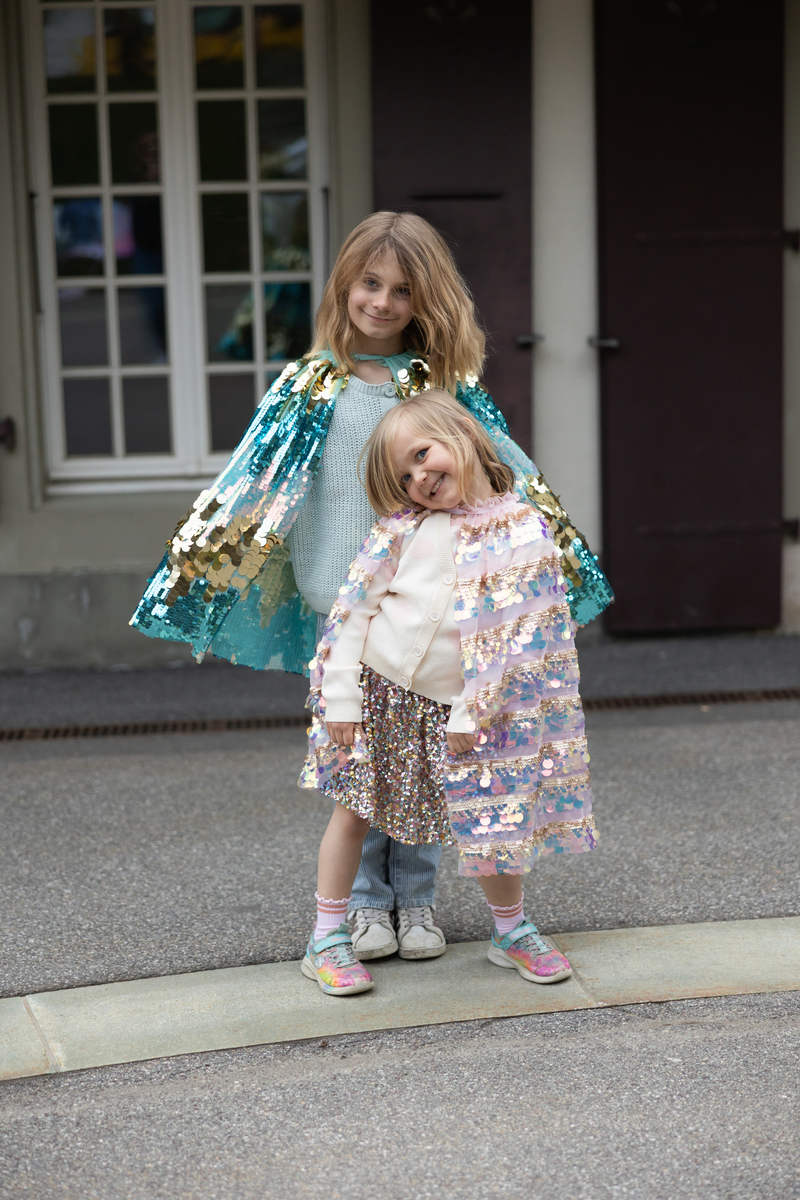 The 5th Avenue Paillette Cape, Gold/Light Pink