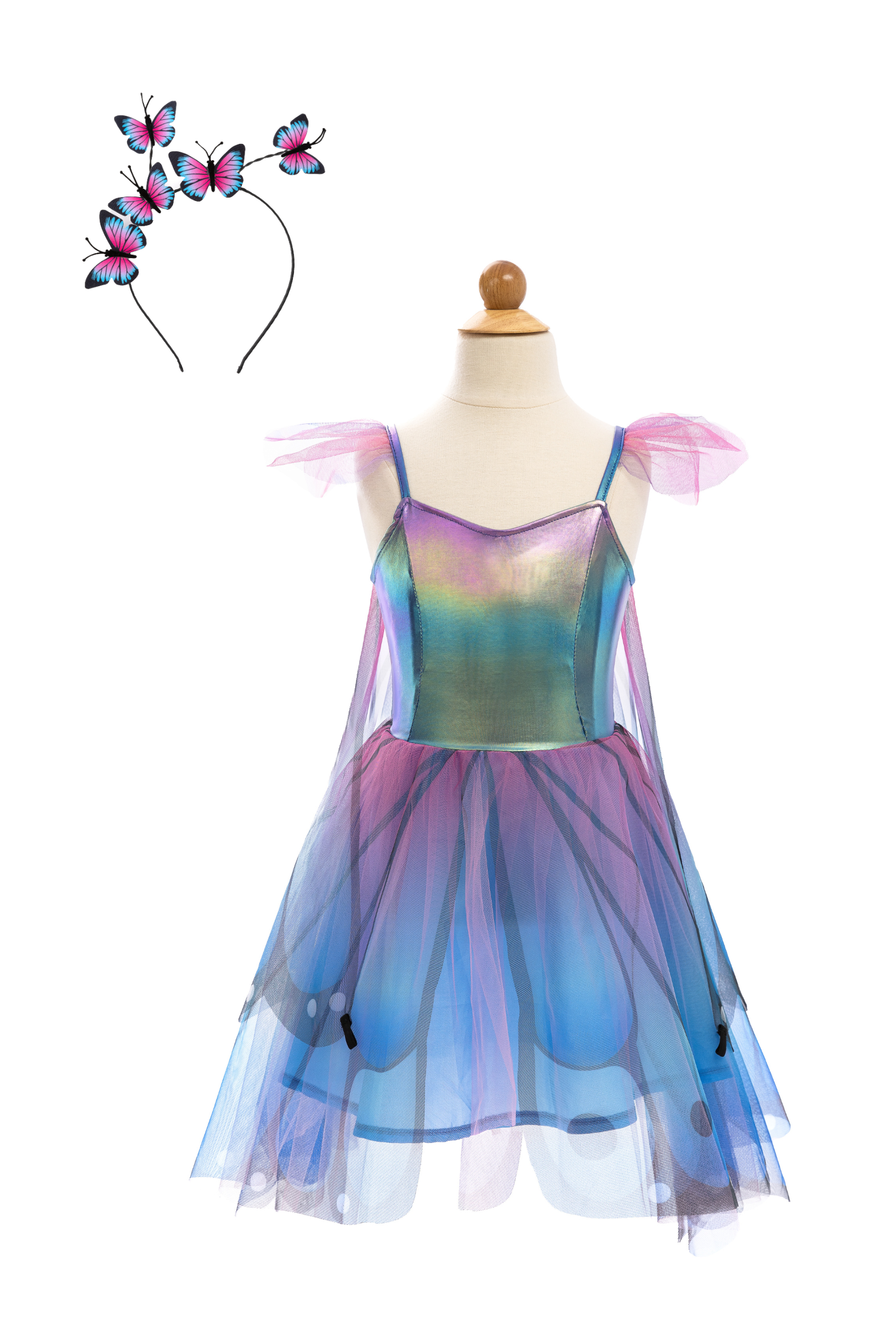 Blue Butterfly Twirl Dress with Wings & Headband