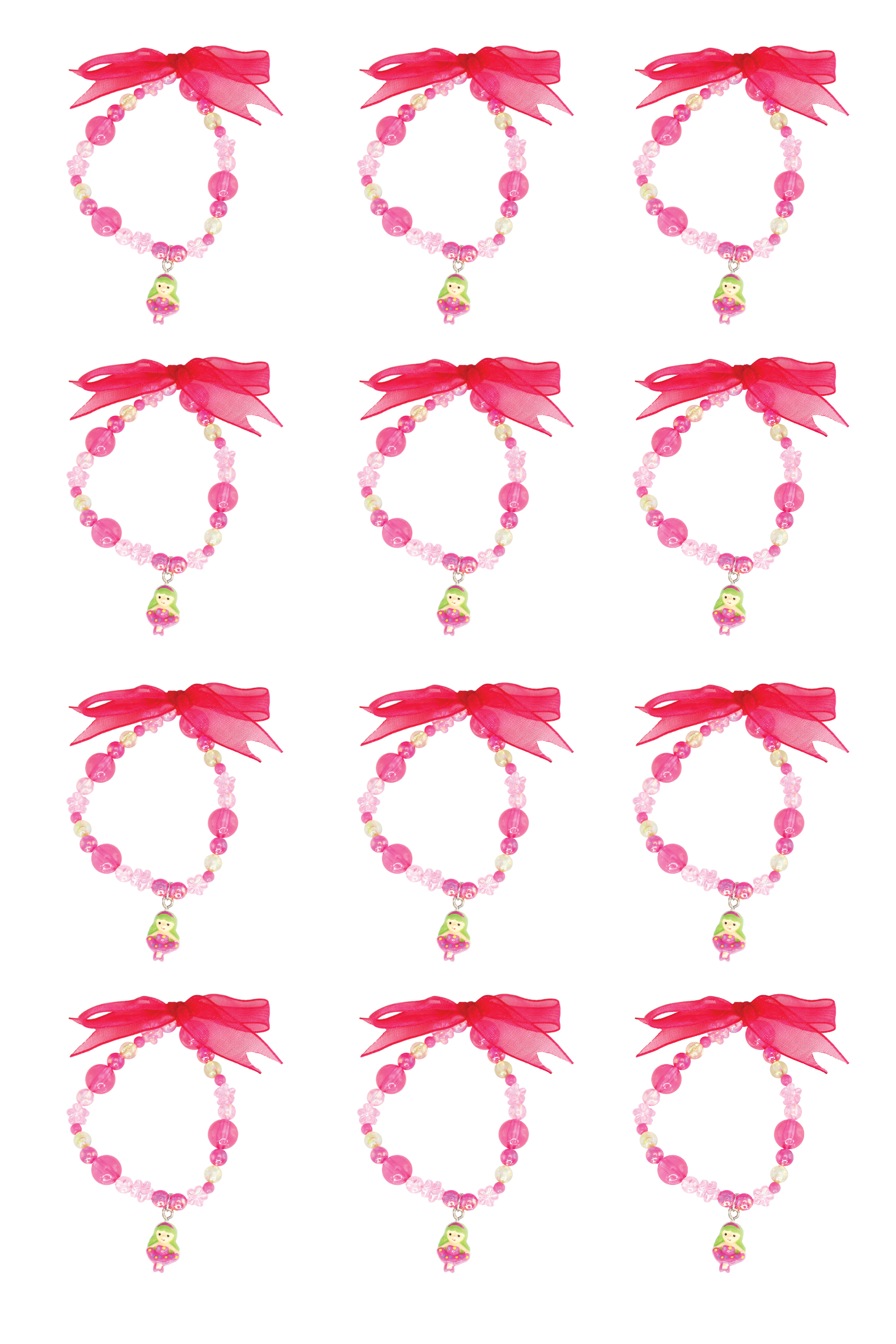 12 x Green Flower Queen Bracelet Bundle