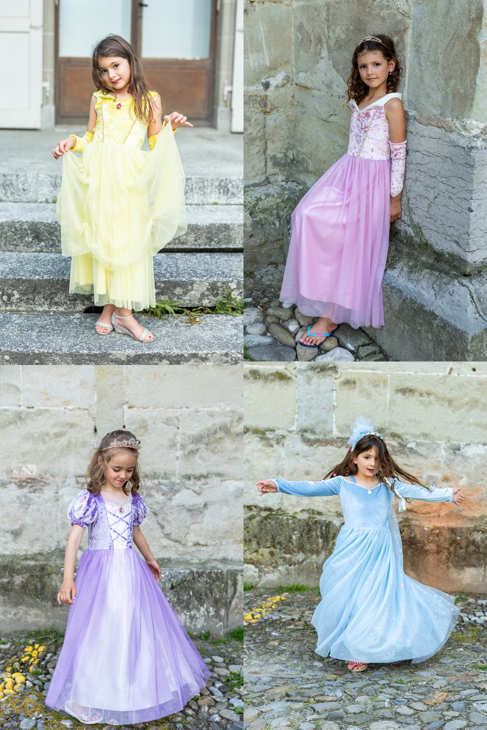 The Velvety Soft Deluxe Princess Gowns 4pc Group Costume Bundle