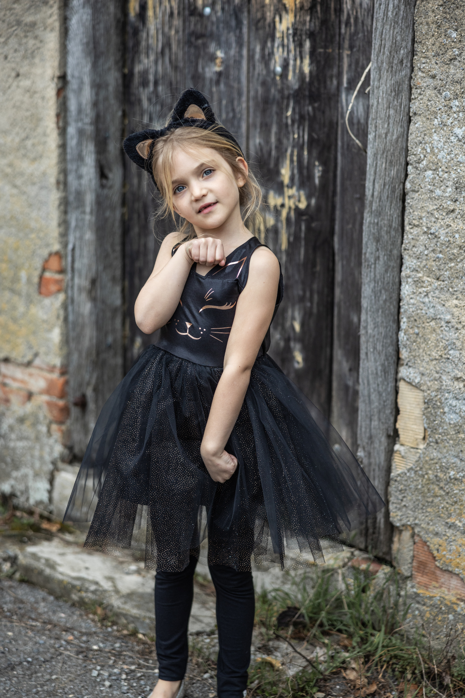 Robe de chat noir avec serre-tête