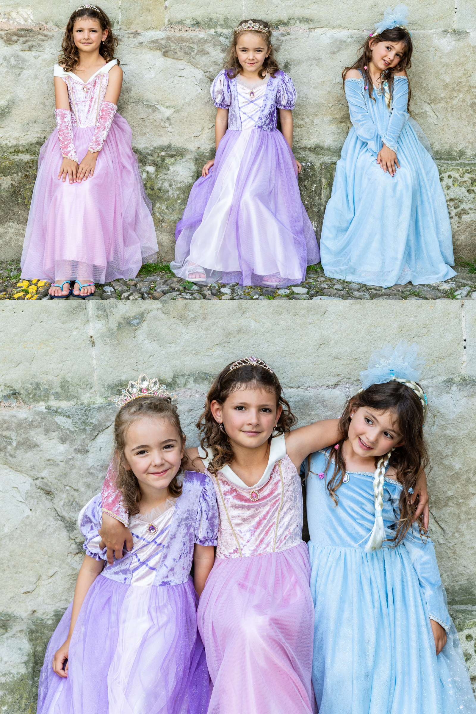 The Velvety Soft Deluxe Princess Gowns 4pc Group Costume Bundle
