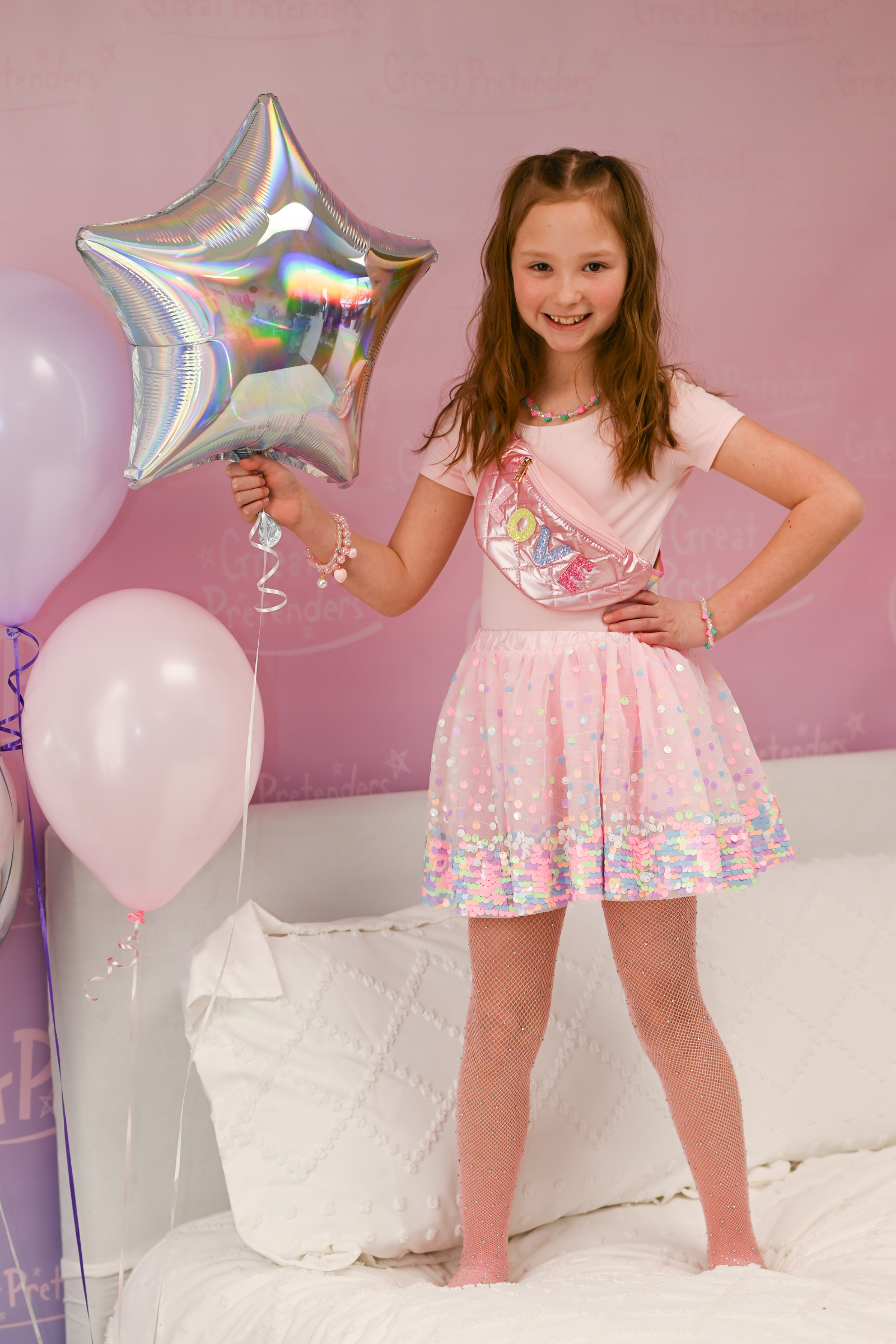 Tutu "Party Fun" - rose et sequins multicolore fluo