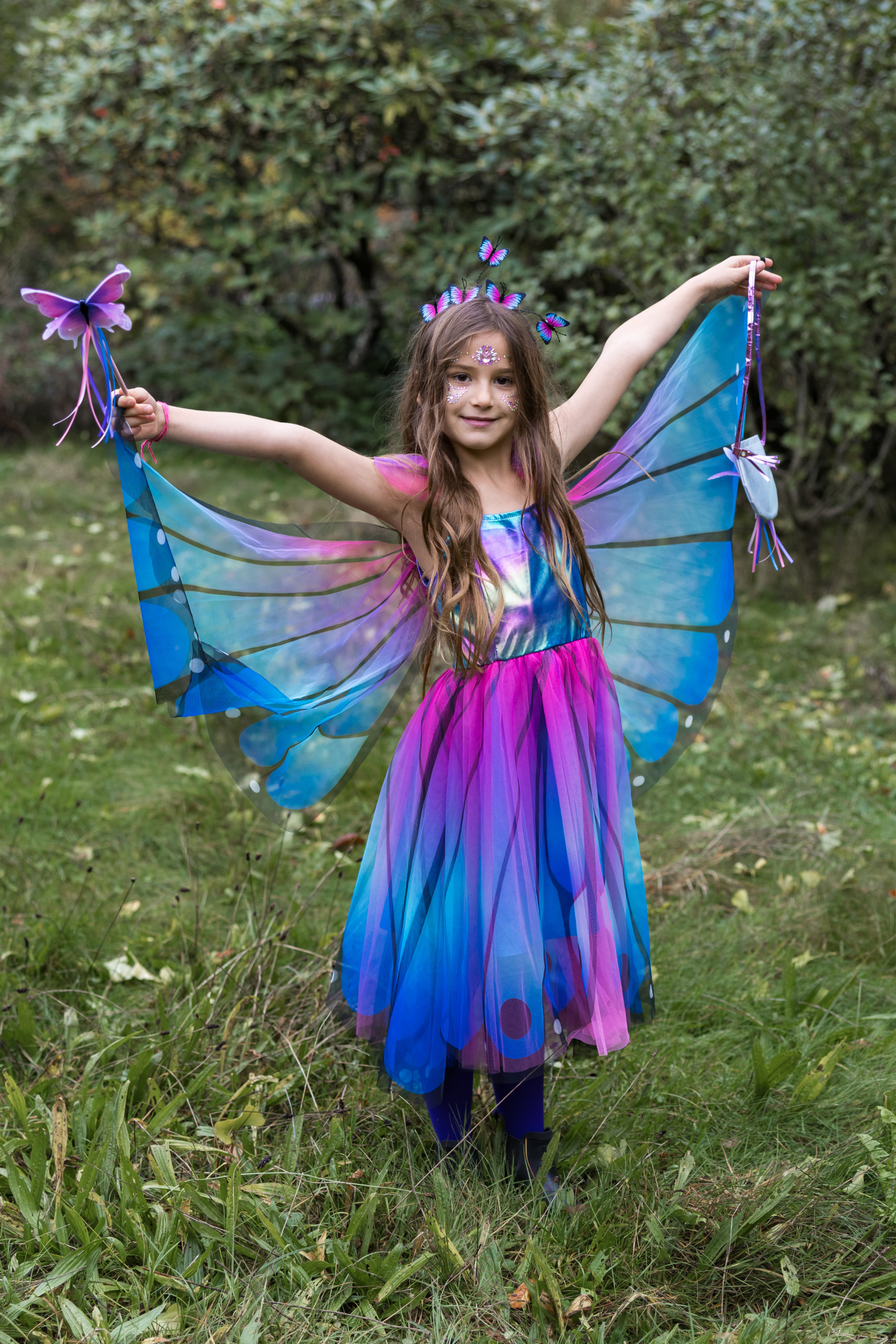 Robe de papillon avec ailes, bleu/violet