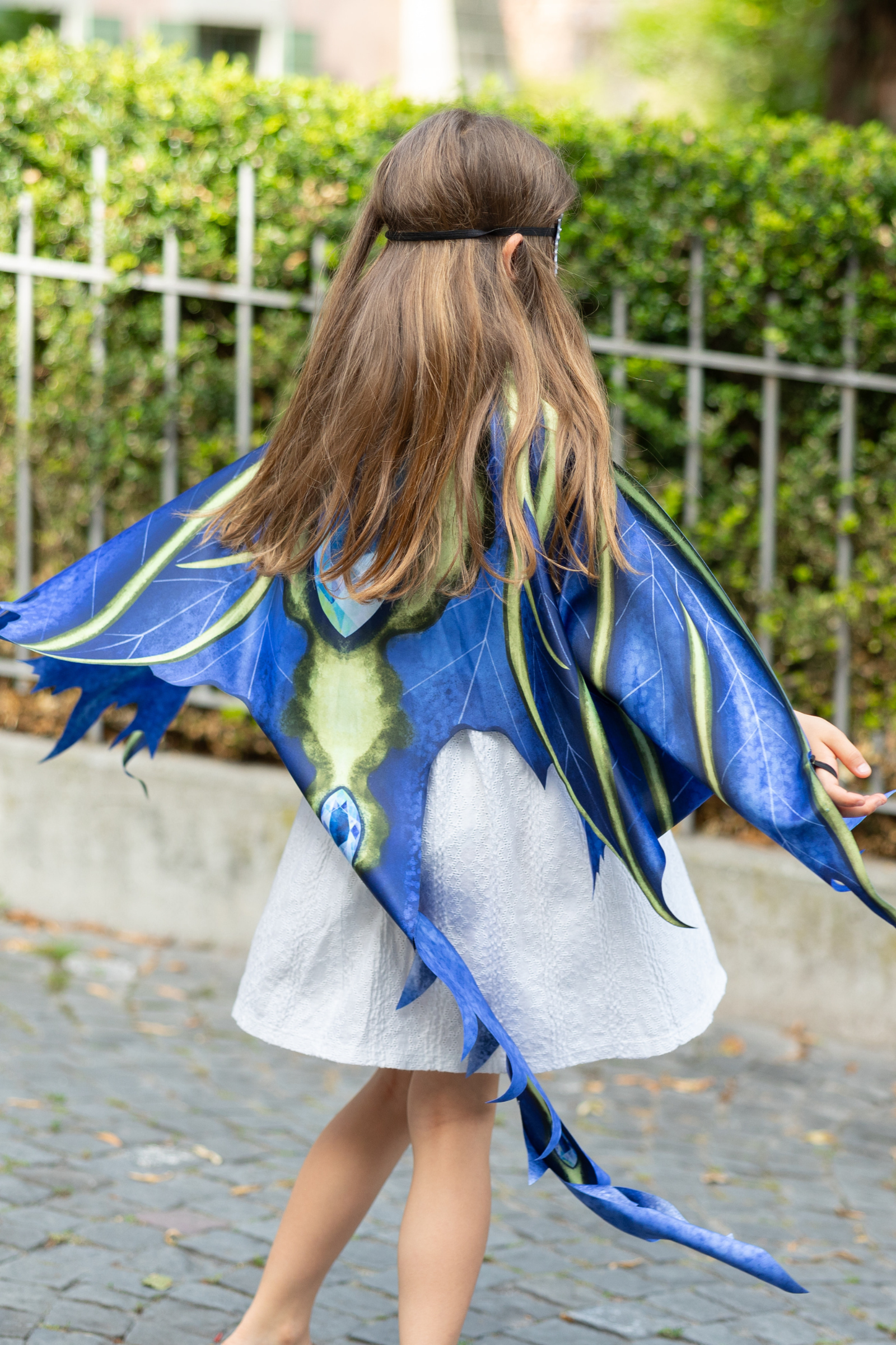 Ailes de dragon bleues en tissu