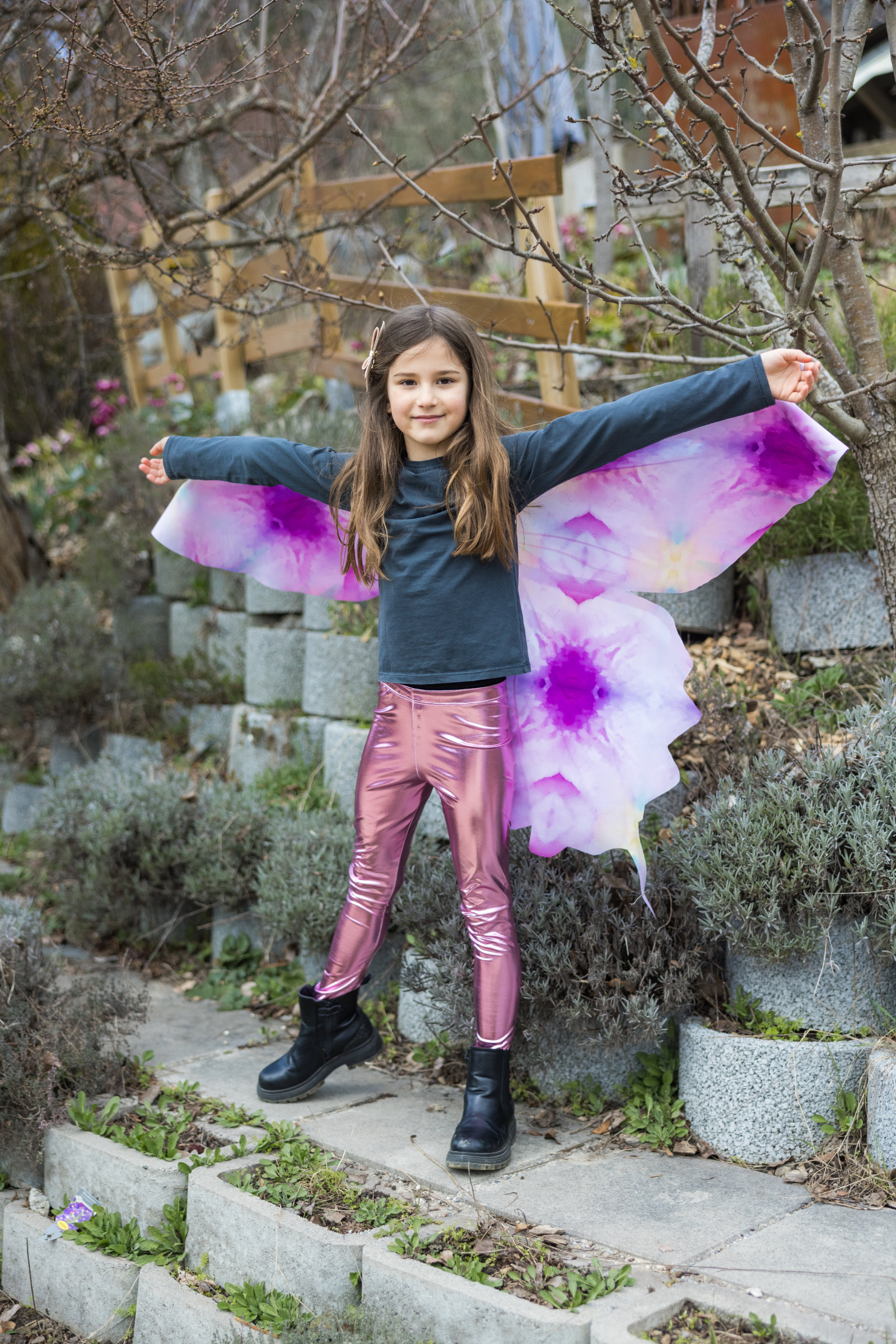 Ailes de papillon en tissu roses