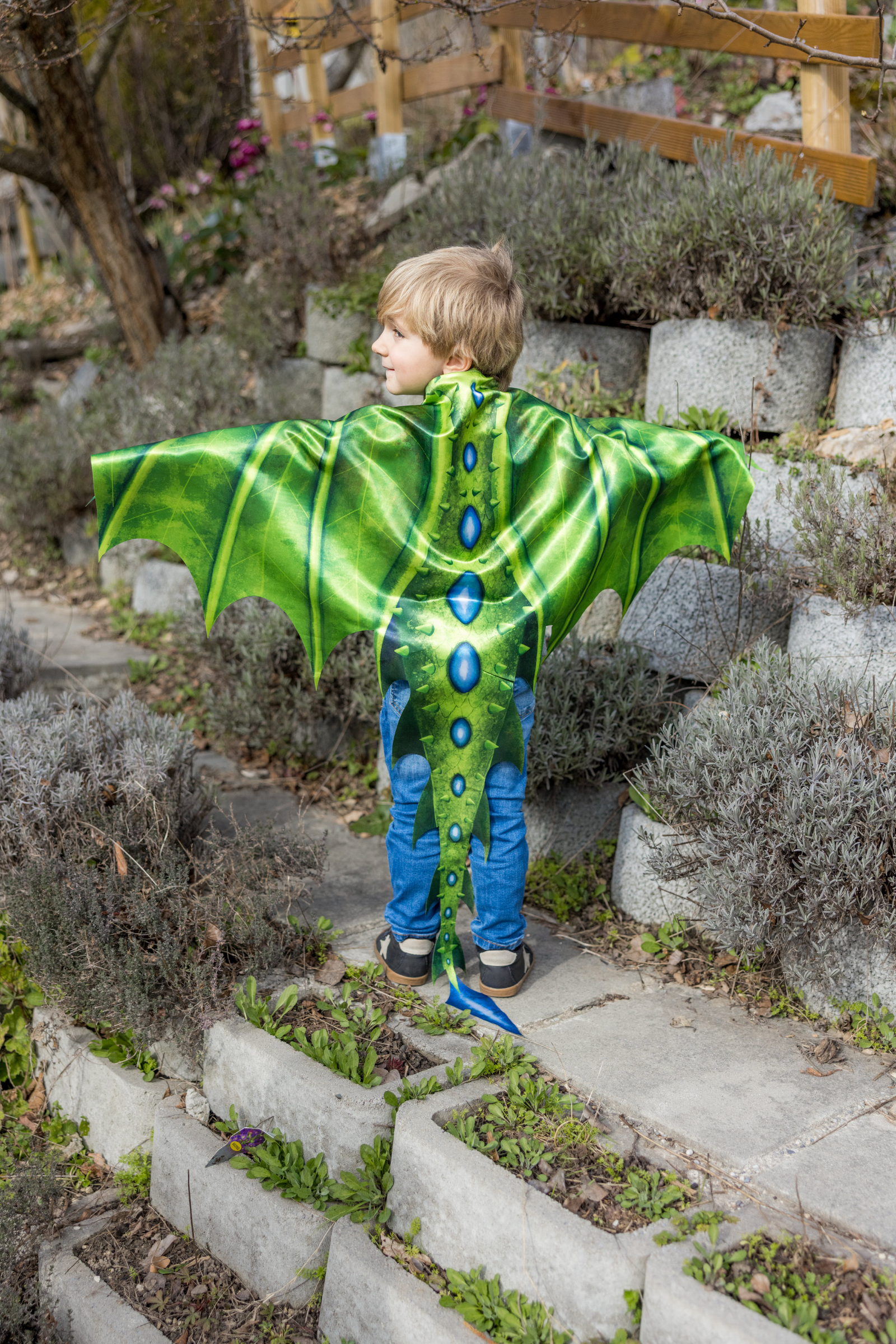 Ailes de dragon vertes en tissu