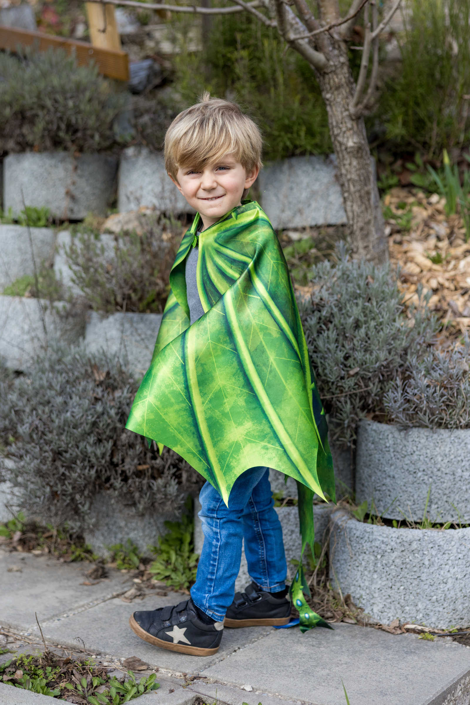 Ailes de dragon vertes en tissu