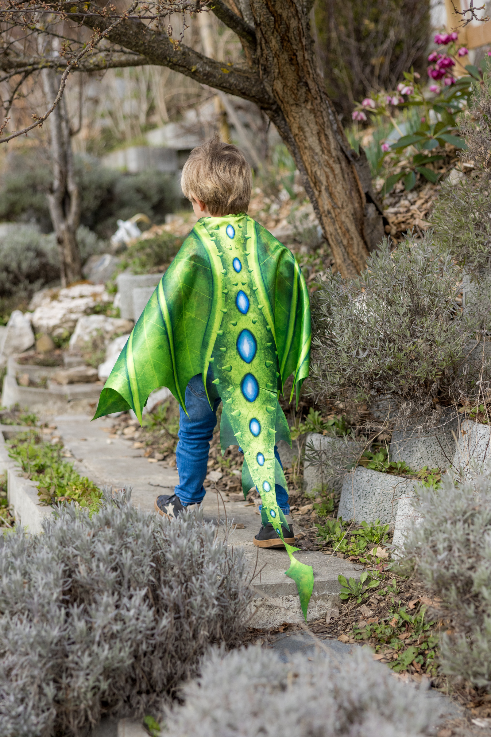 Ailes de dragon vertes en tissu
