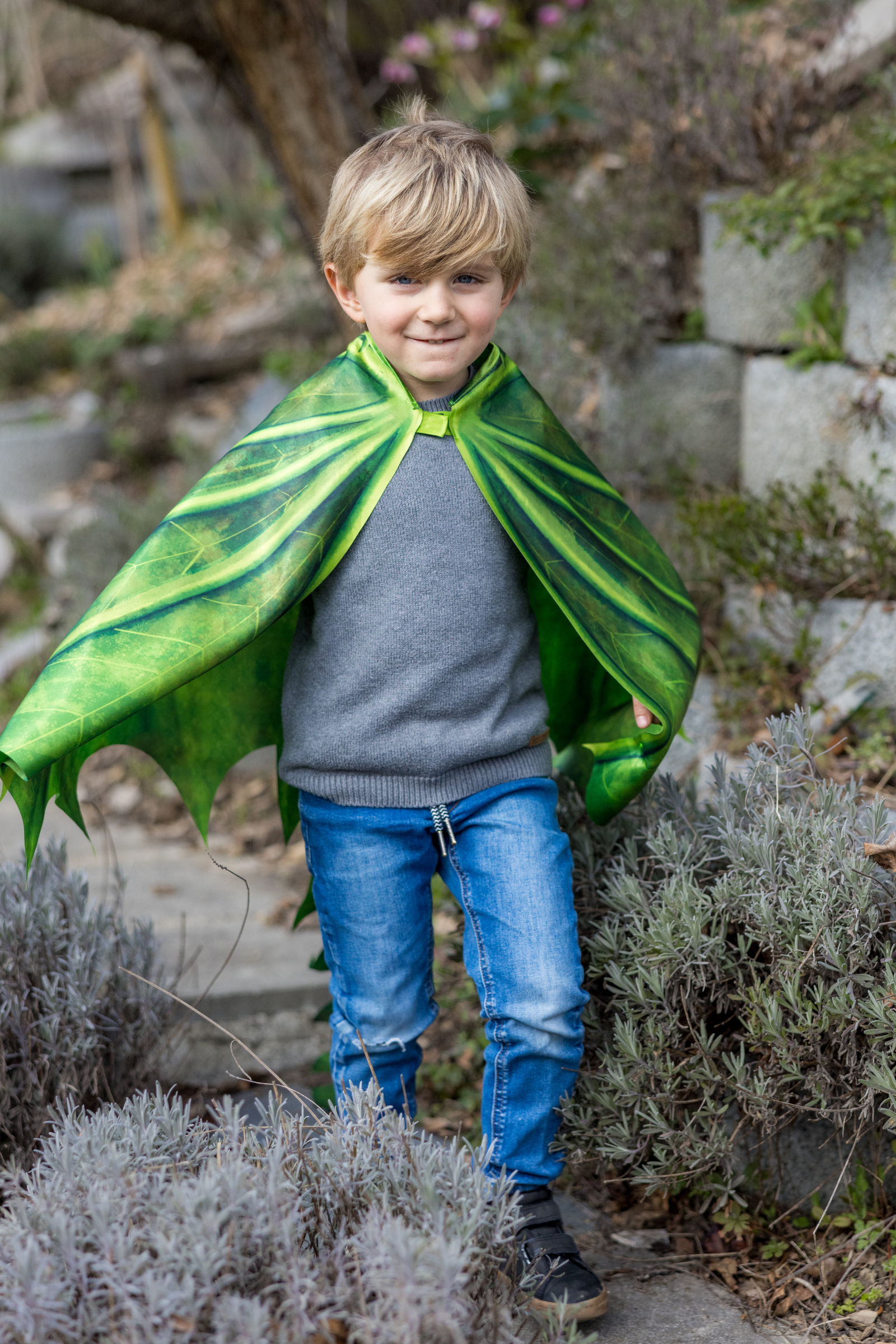 Ailes de dragon vertes en tissu