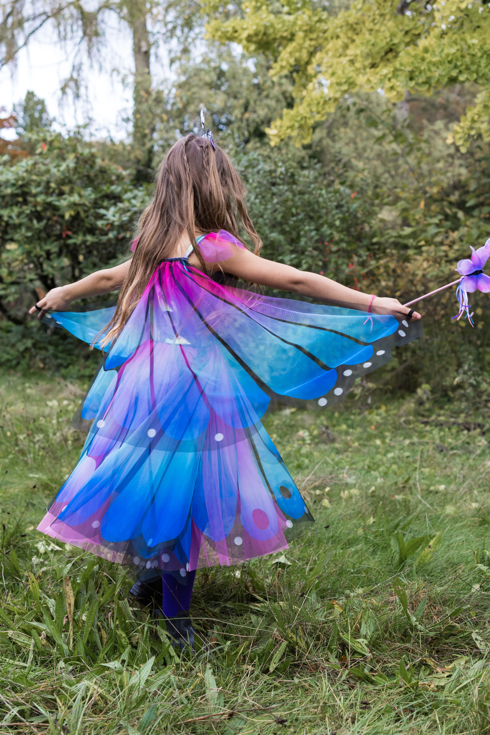 Robe de papillon avec ailes, bleu/violet