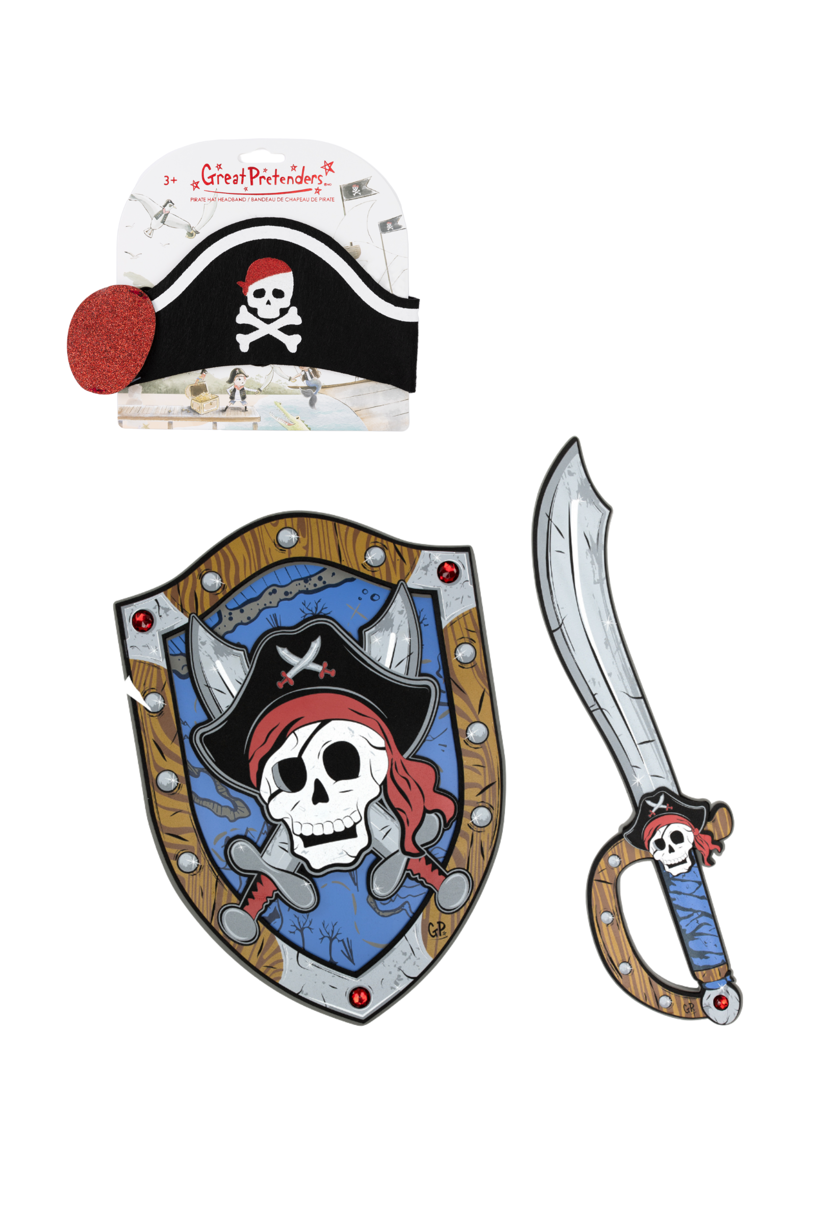 Captain Skully Sword, Shield & Headpiece Bundle