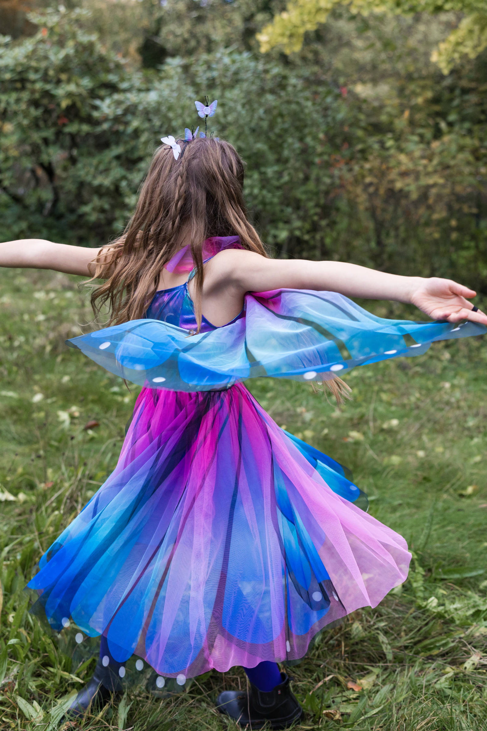Robe de papillon avec ailes, bleu/violet