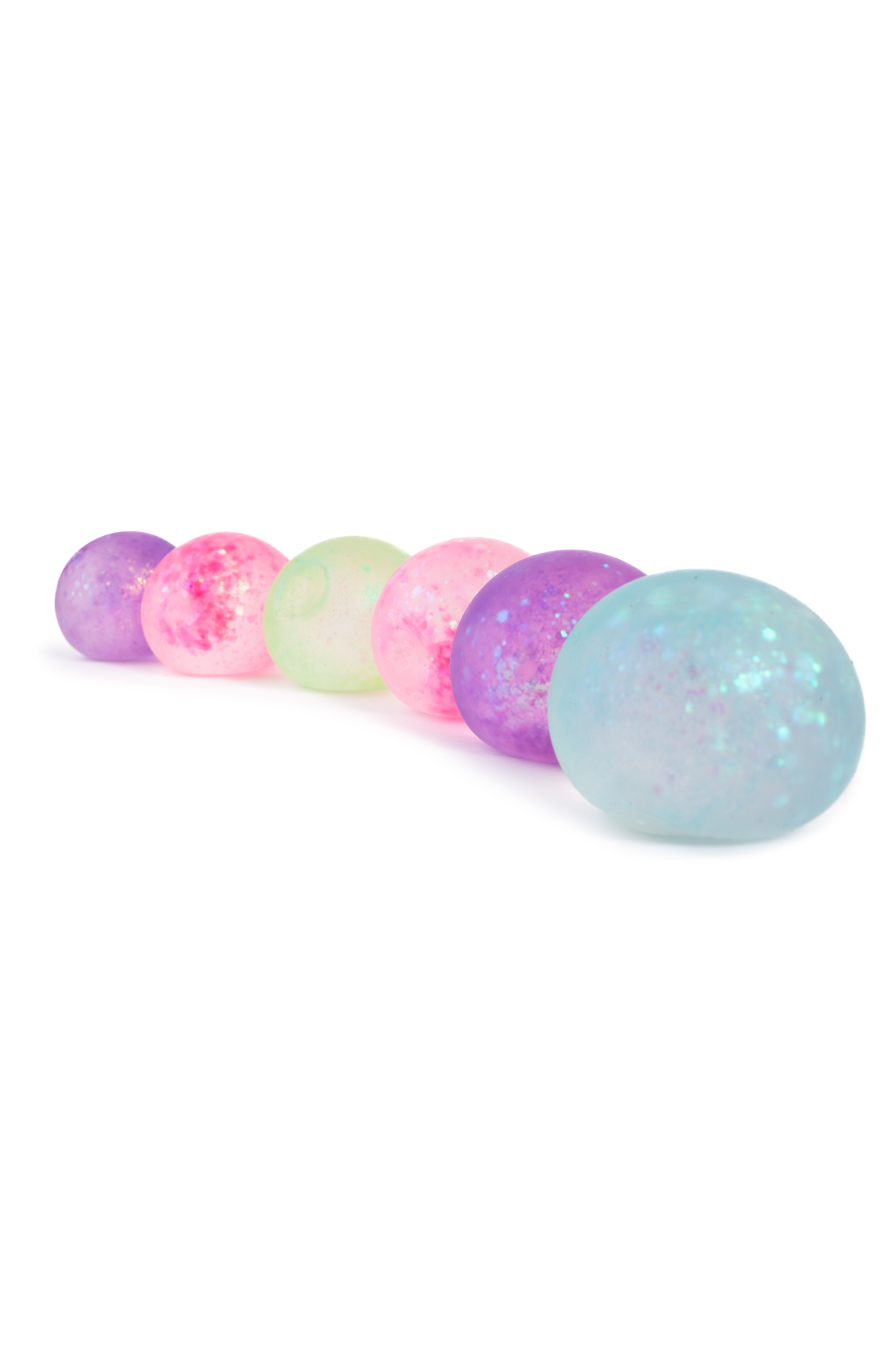 Glitterally Amazing Squishy Balls, 6pcs, Assorted