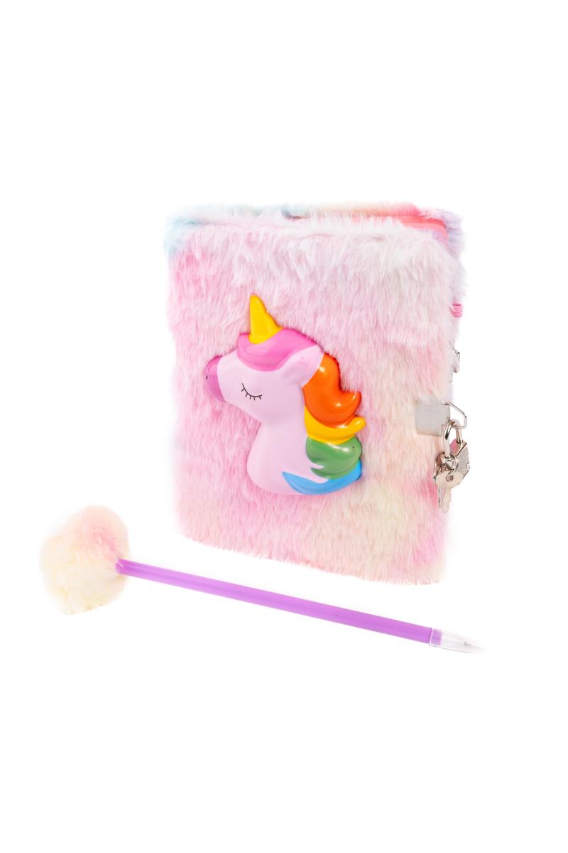 Furry Friends Squishy Journal with Lock & Pen, Unicorn Assorted