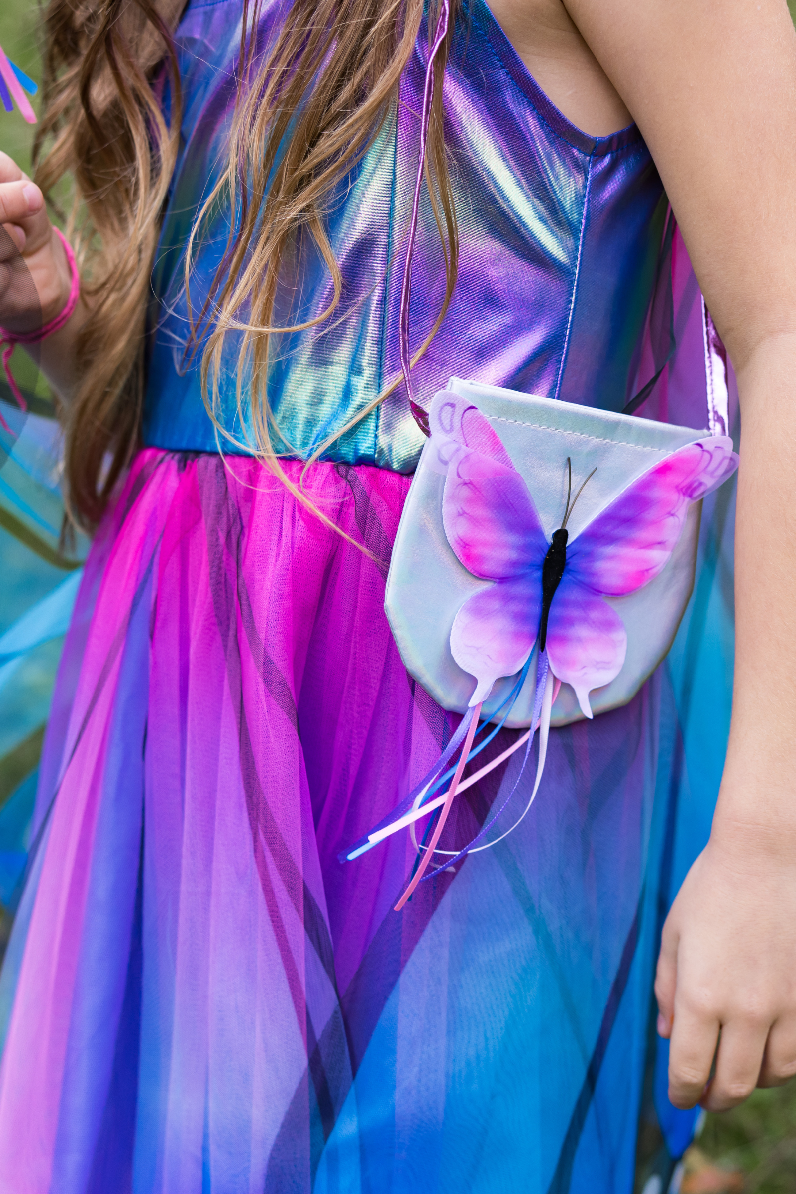 Blue Butterfly Twirl Dress with Wings & Headband