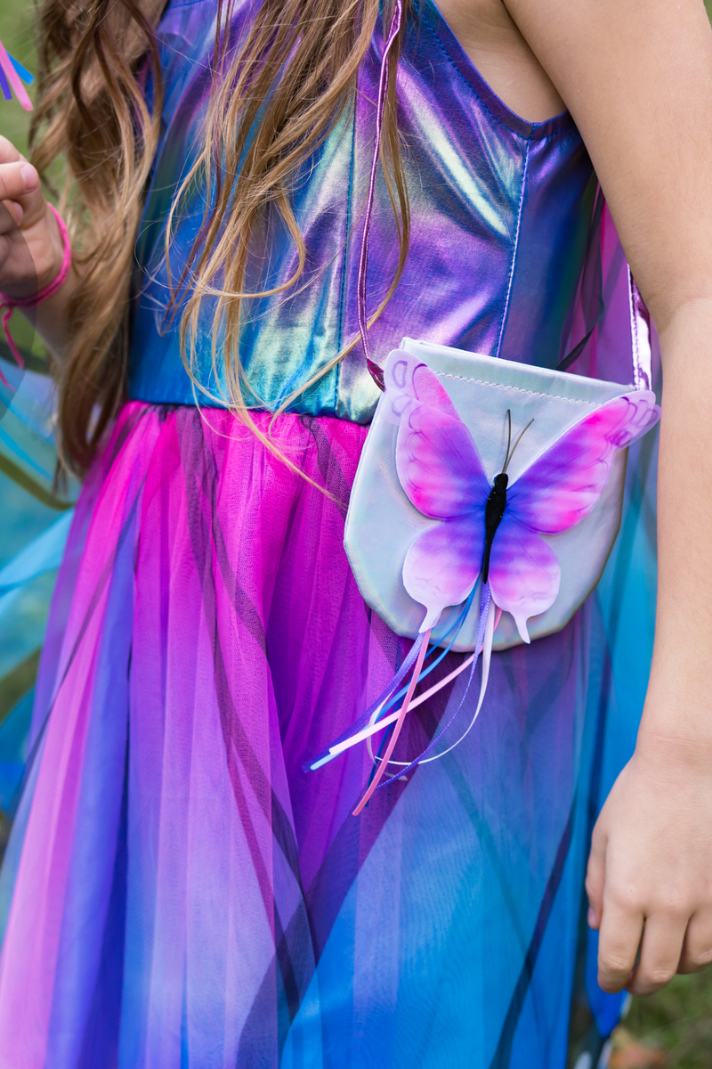 Blue Butterfly Twirl Dress with Wings & Headband