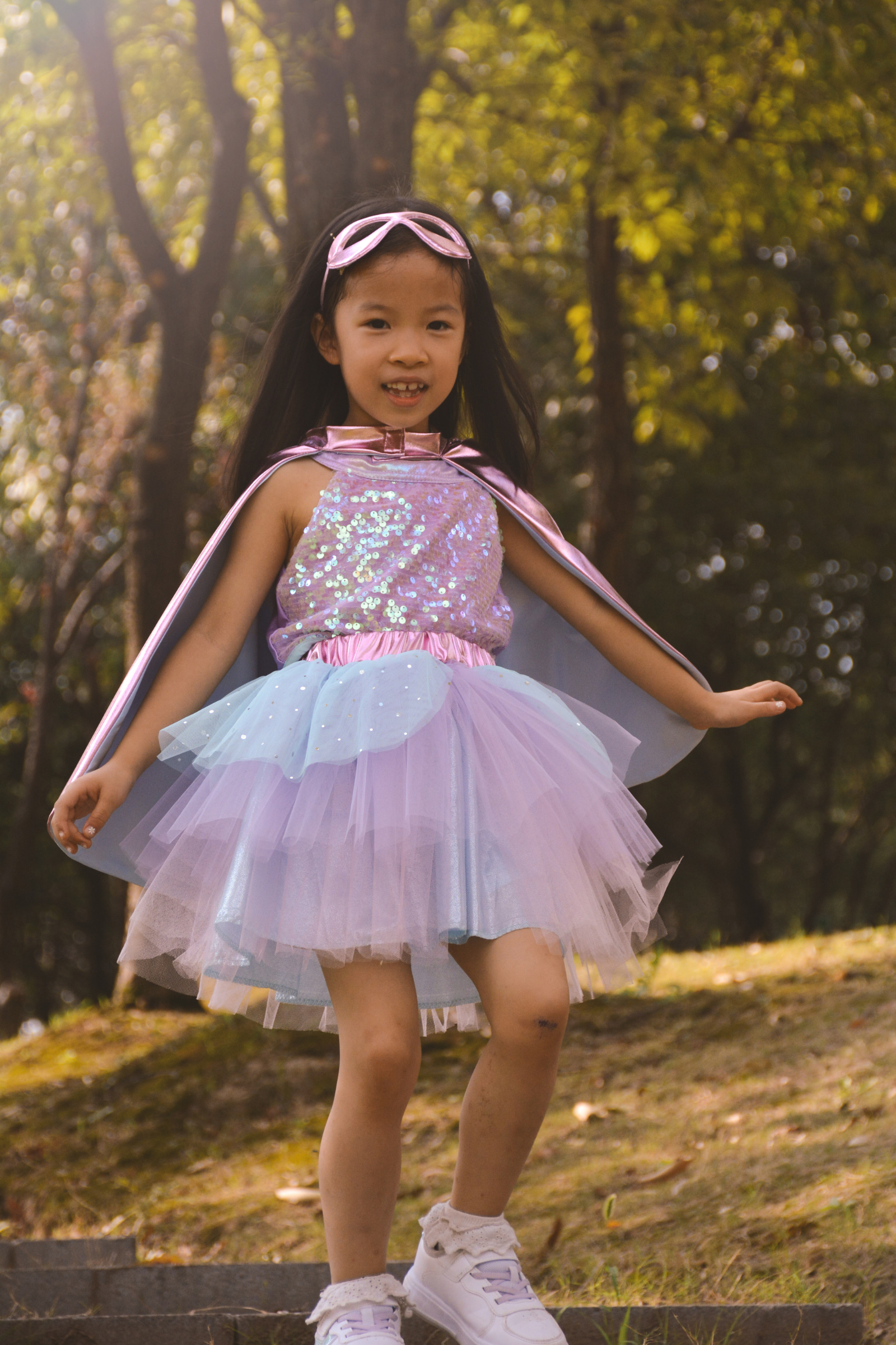 Super-duper Tutu, Cape & Mask, Metallic Pink & Light Blue