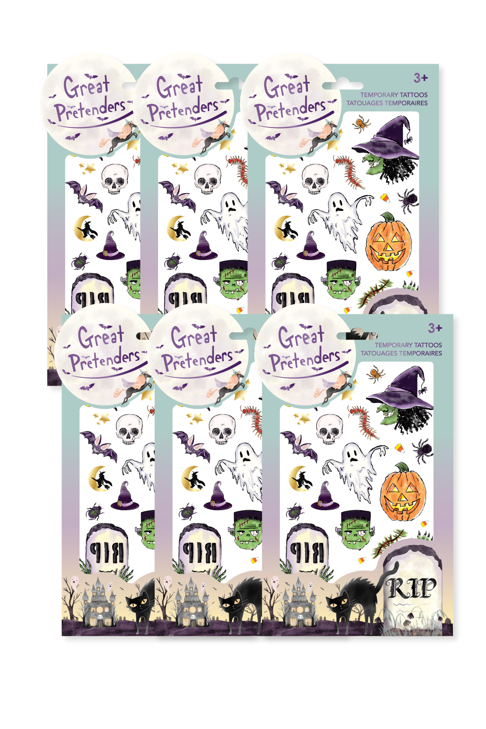 6 Packs of Halloween Temporary Tattoos