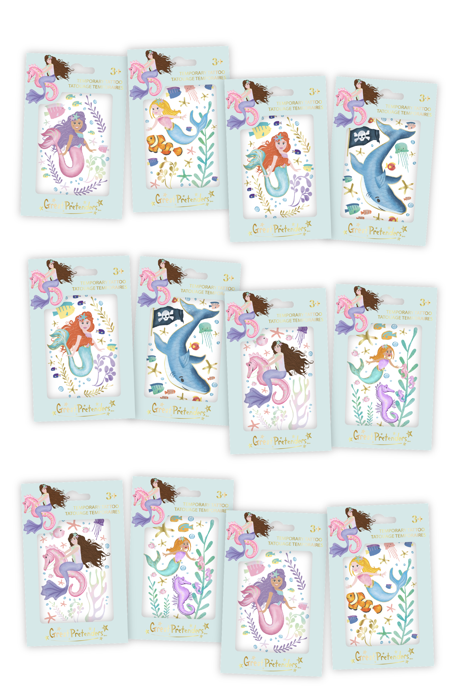 12 pcs Mermaid Tattoo Assortment