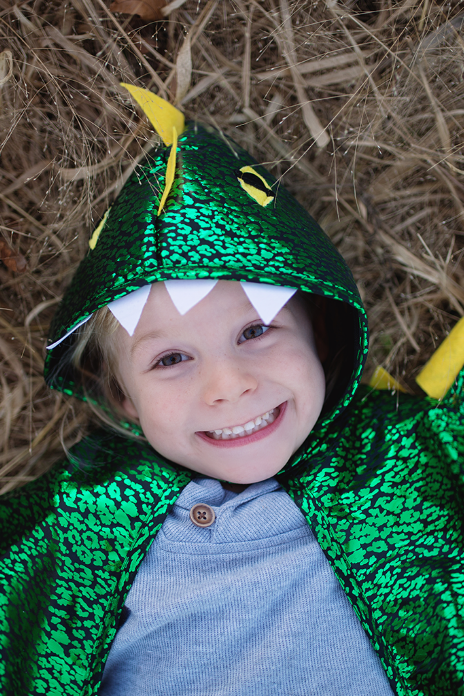 Toddler Dragon Cape Green Metallic