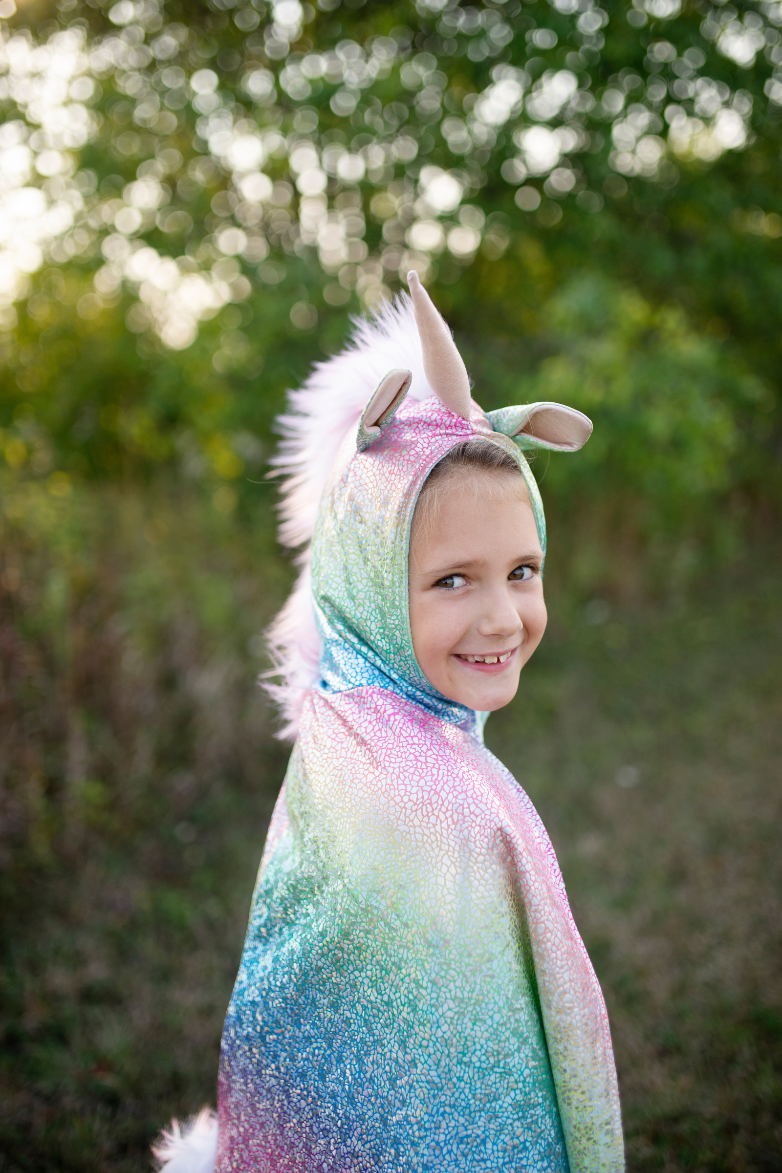 Rainbow Reversible Unicorn Dragon Cape