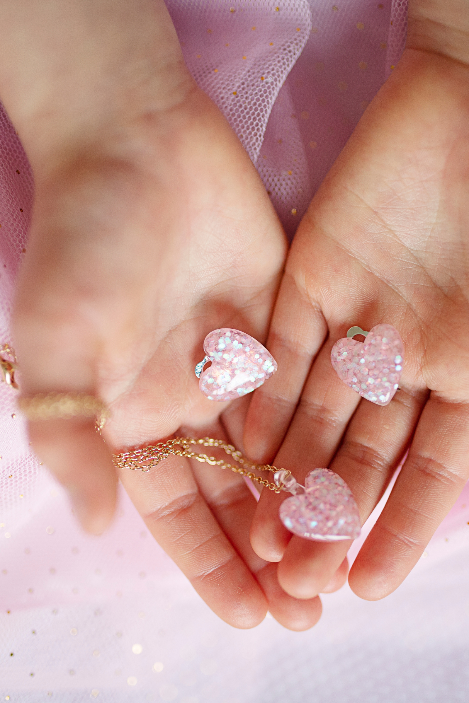 Boutique Glitter Heart Necklaces