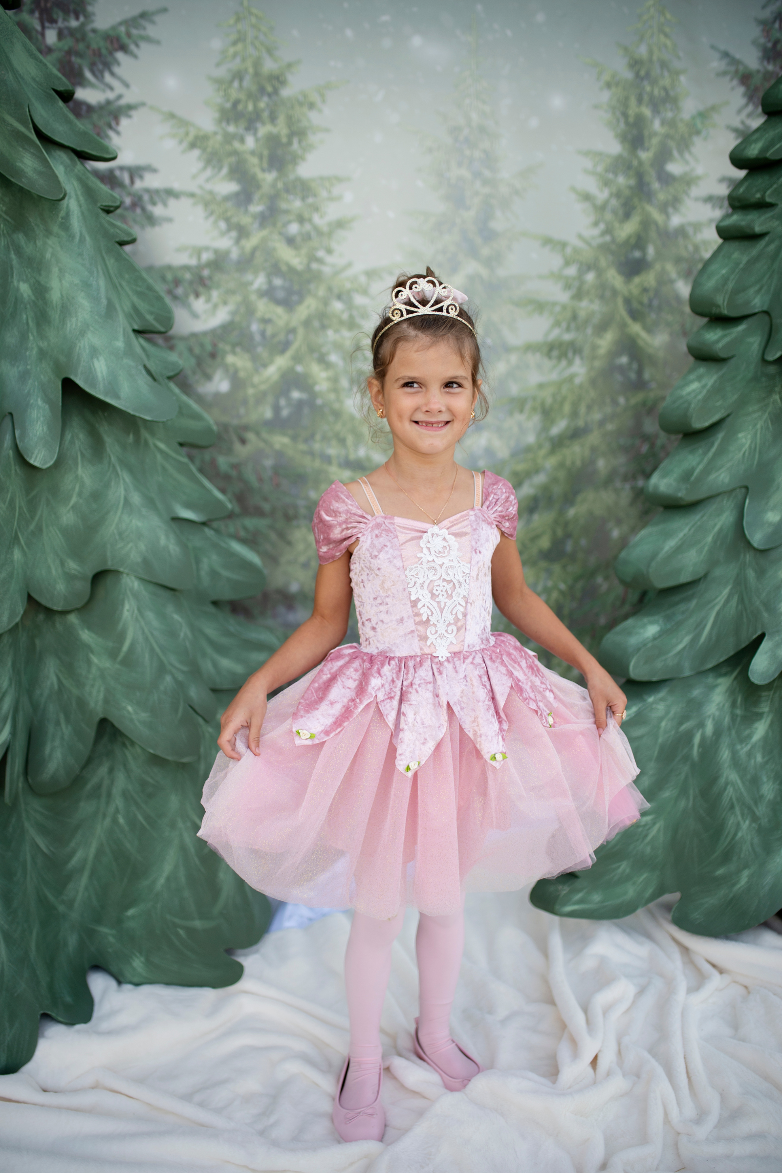 Dusty Rose Holiday Ballerina Dress