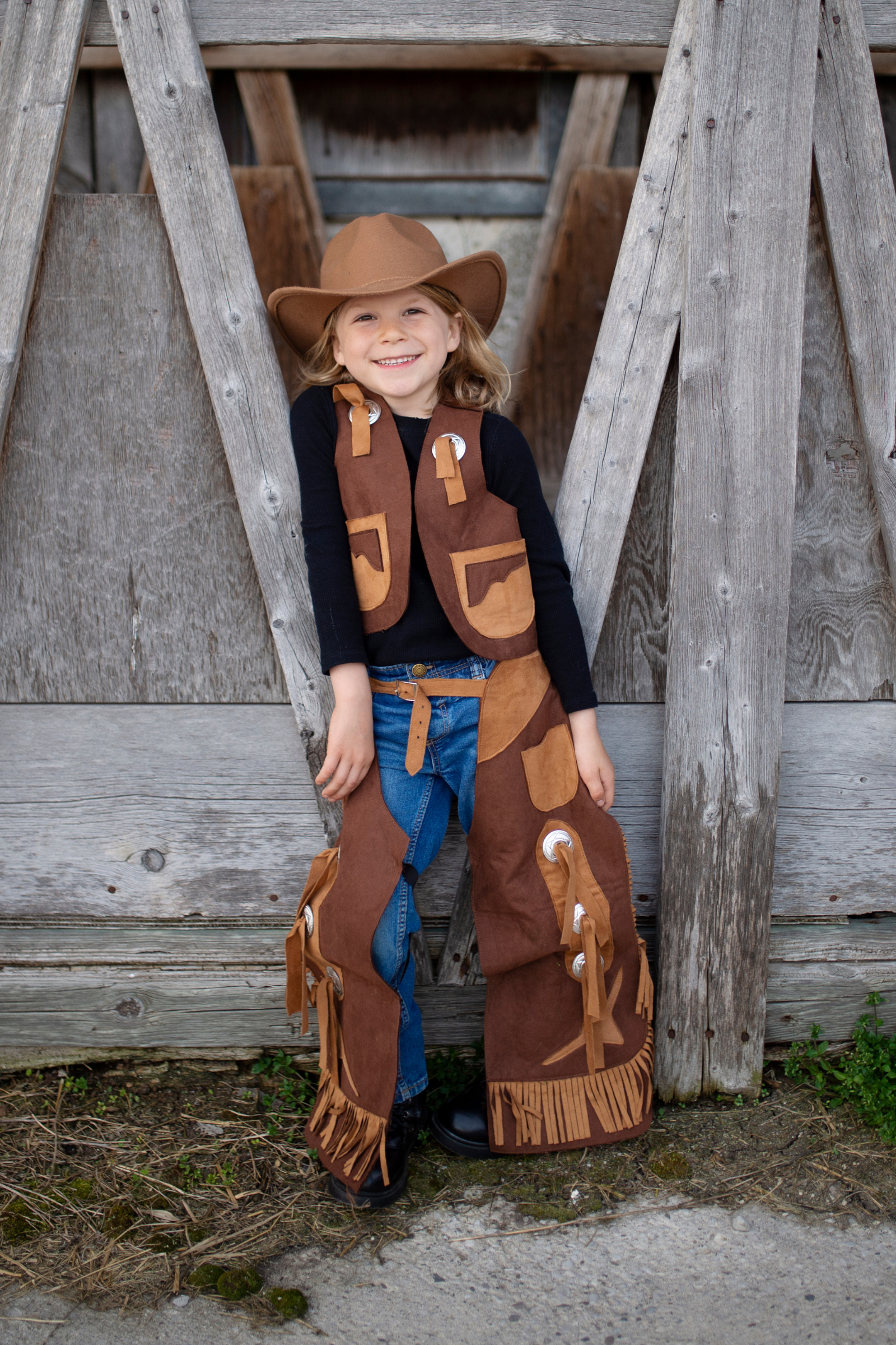Cowboy Vest and Chaps, Brown, Size 5-6