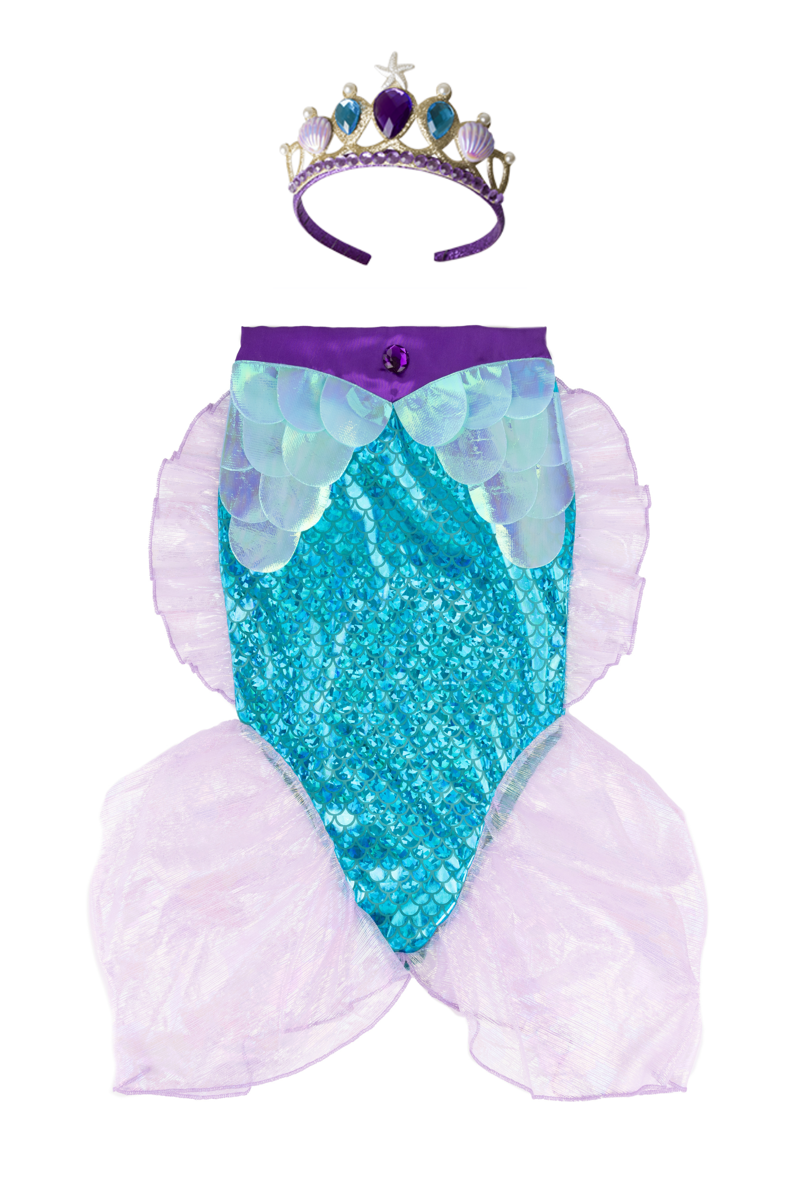 Mermaid Glimmer Skirt Set with Headband