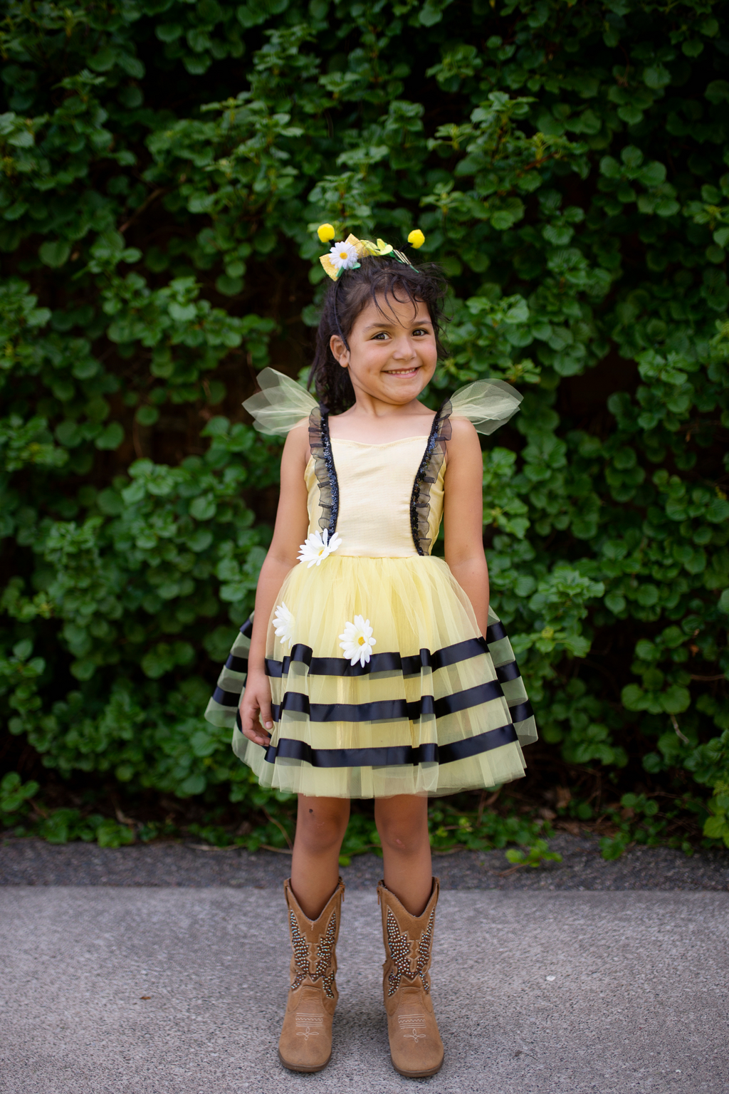 Bumble Bee Dress & Headband, Yellow/Black, Size 3-4