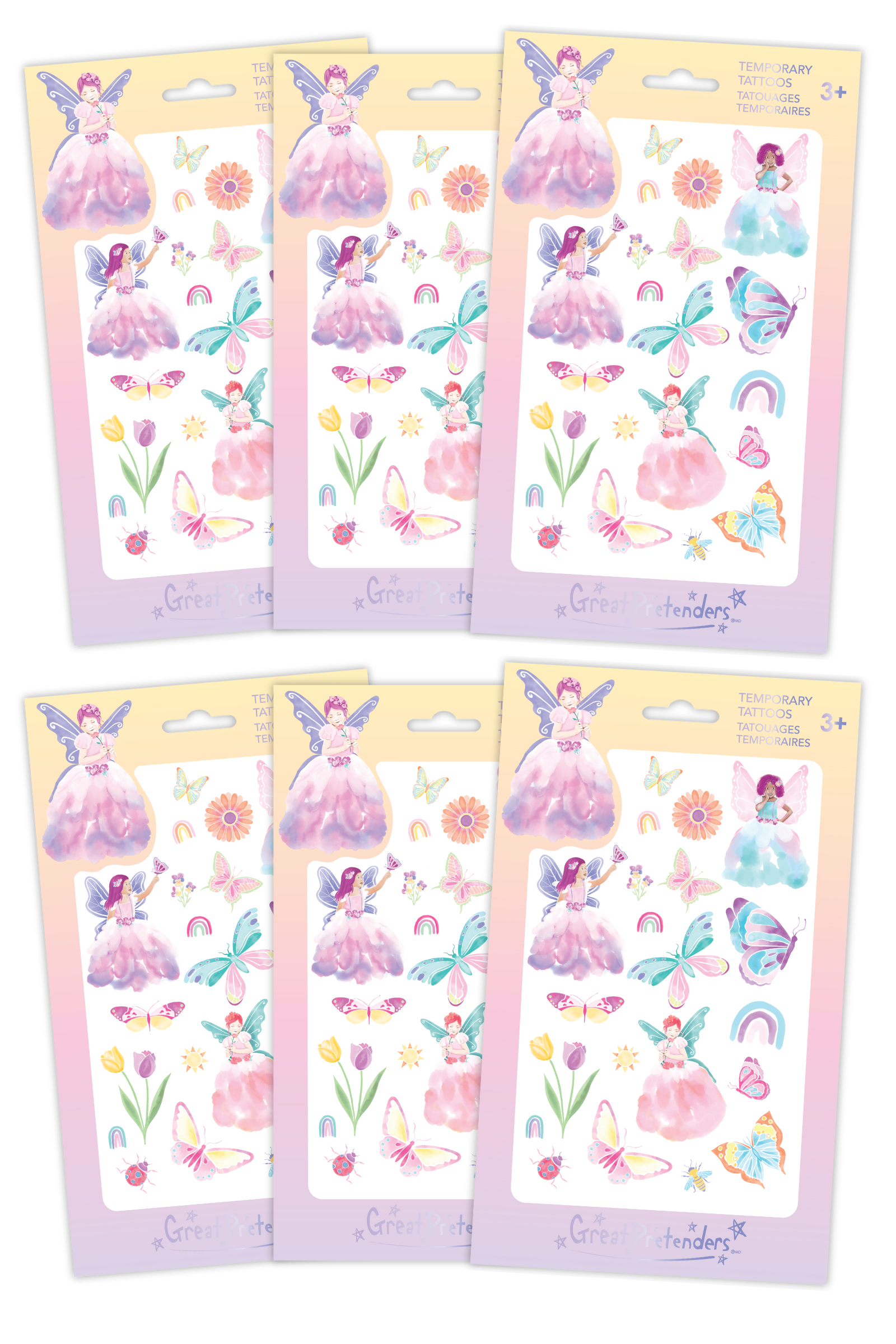 6 Packs of Butterfly Fairy Temporary Tattoos