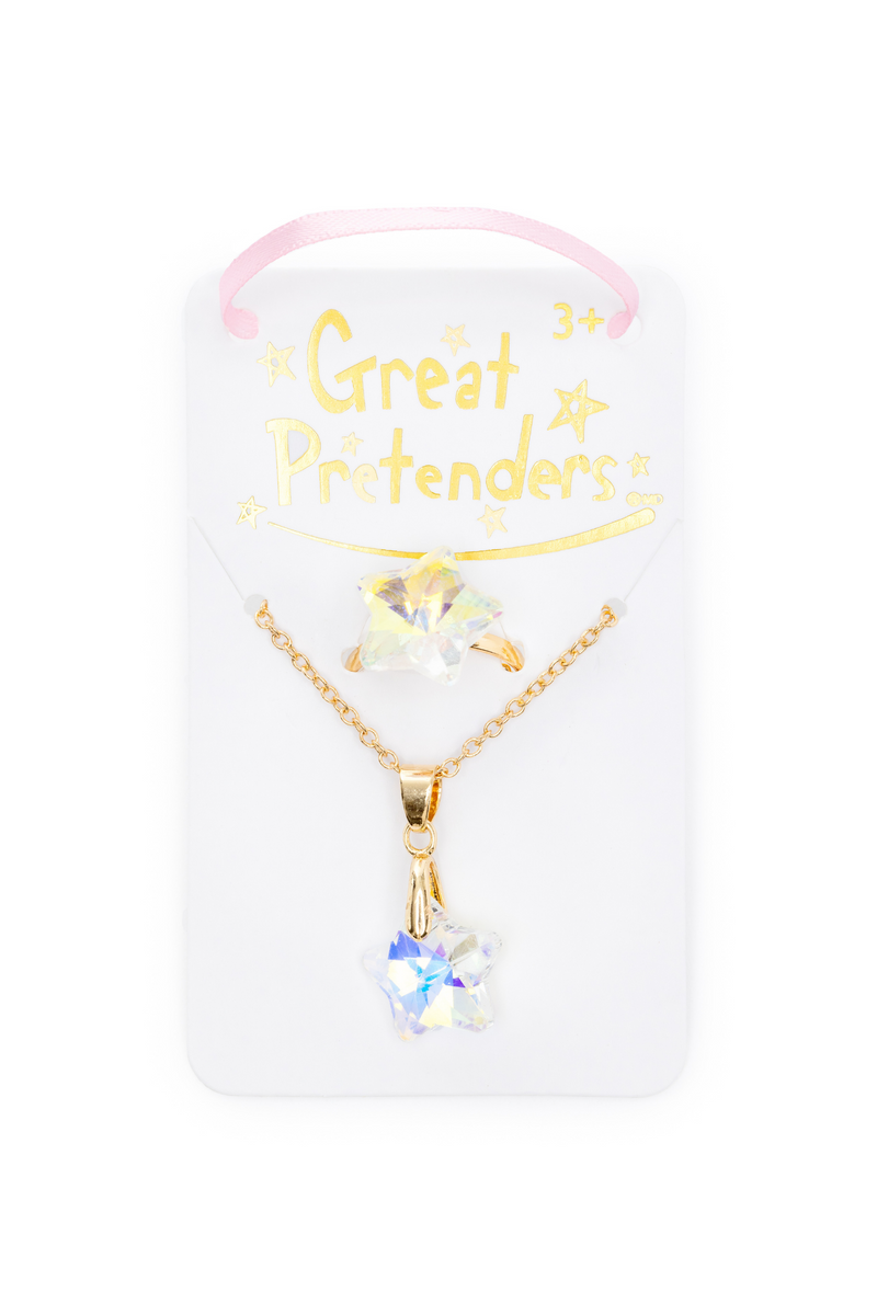 Boutique Holographic Star Necklace, Earrings and Ring Assortment