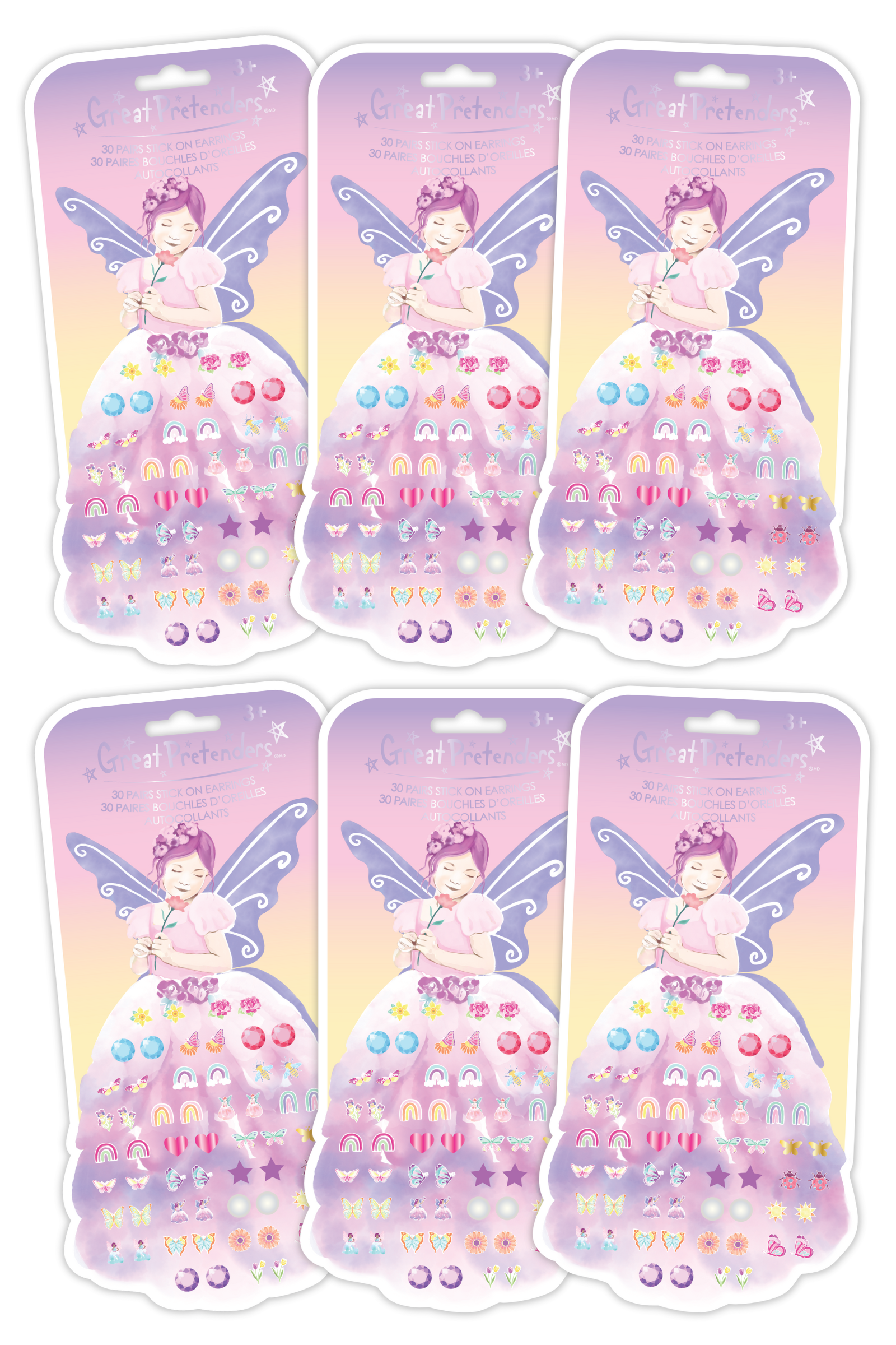 6 Packs of Butterfly Fairy Triana Sticker Earrings