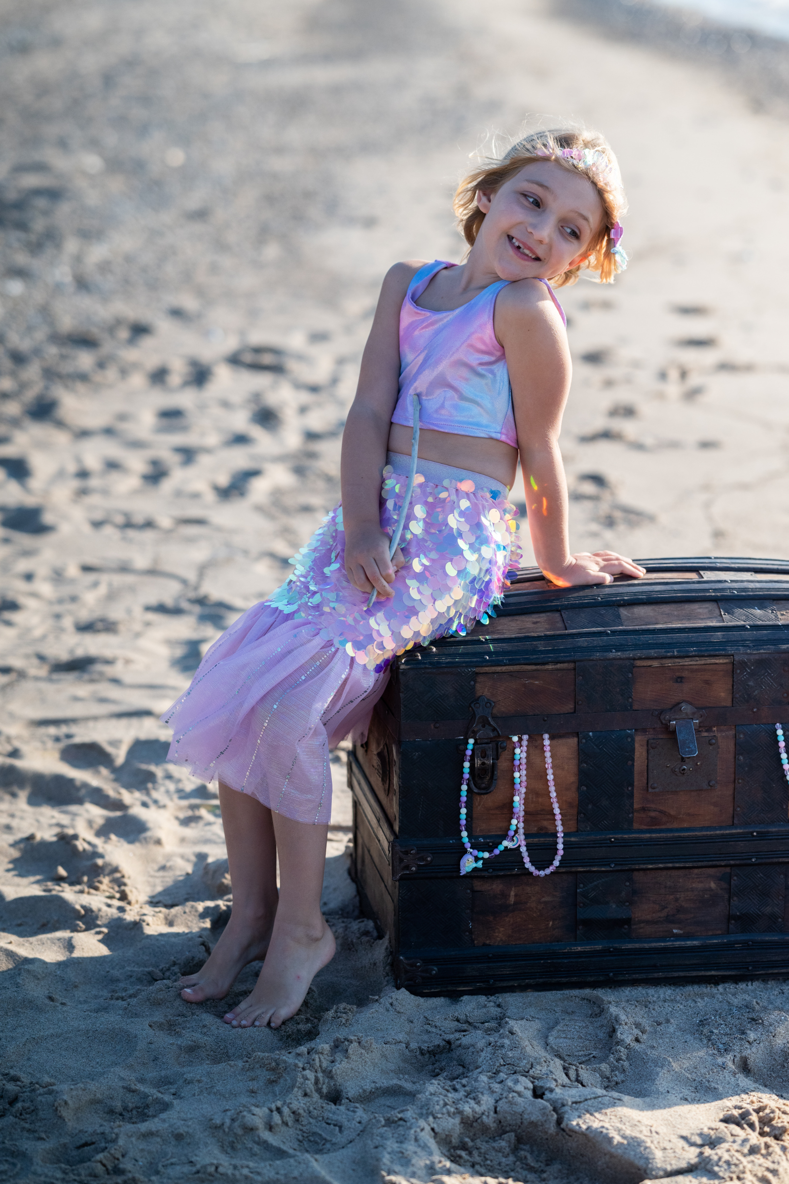 Bling Bling Mermaid Skirt & Hairclip Set Pink