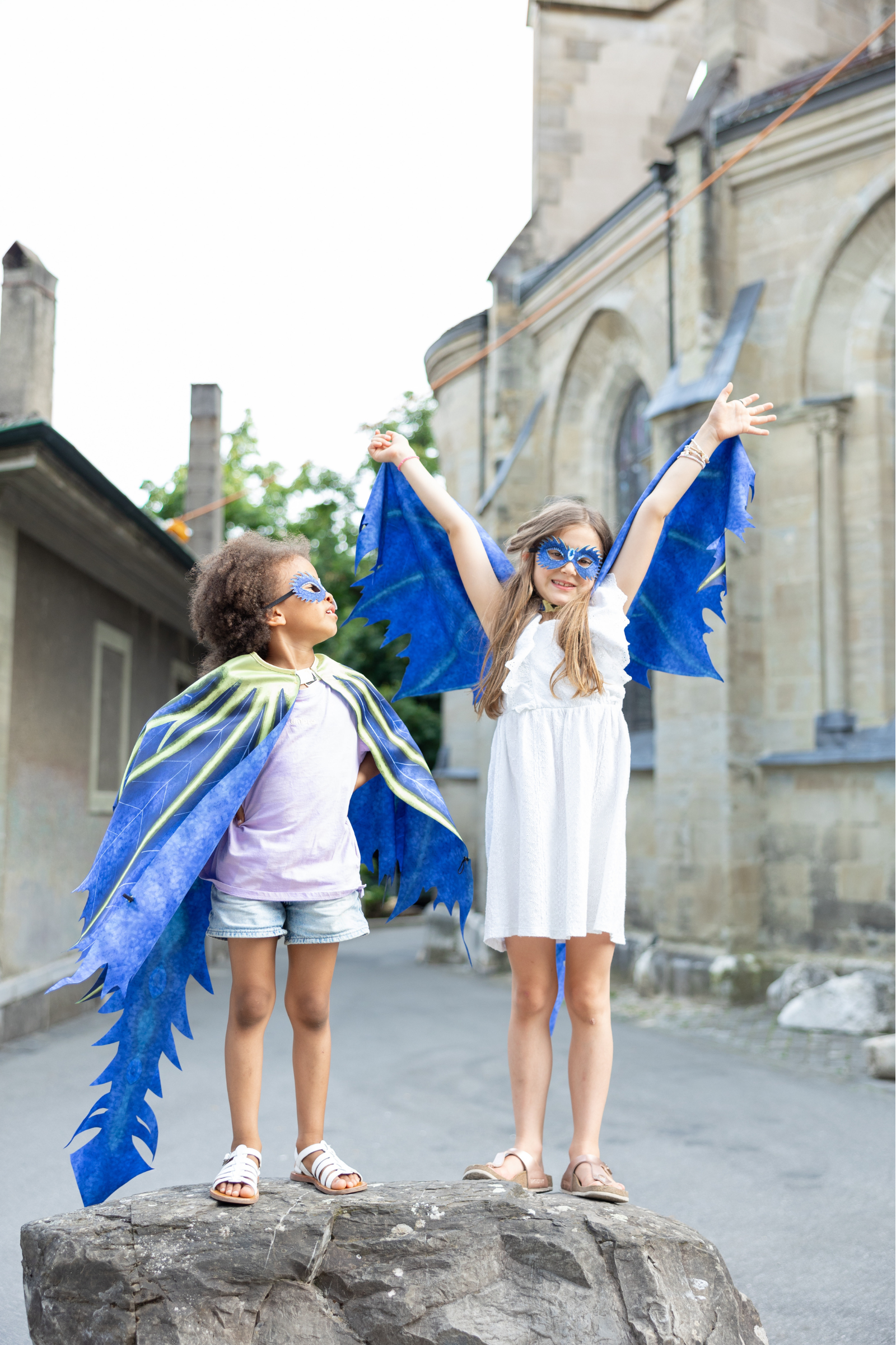 Ailes de dragon bleues en tissu