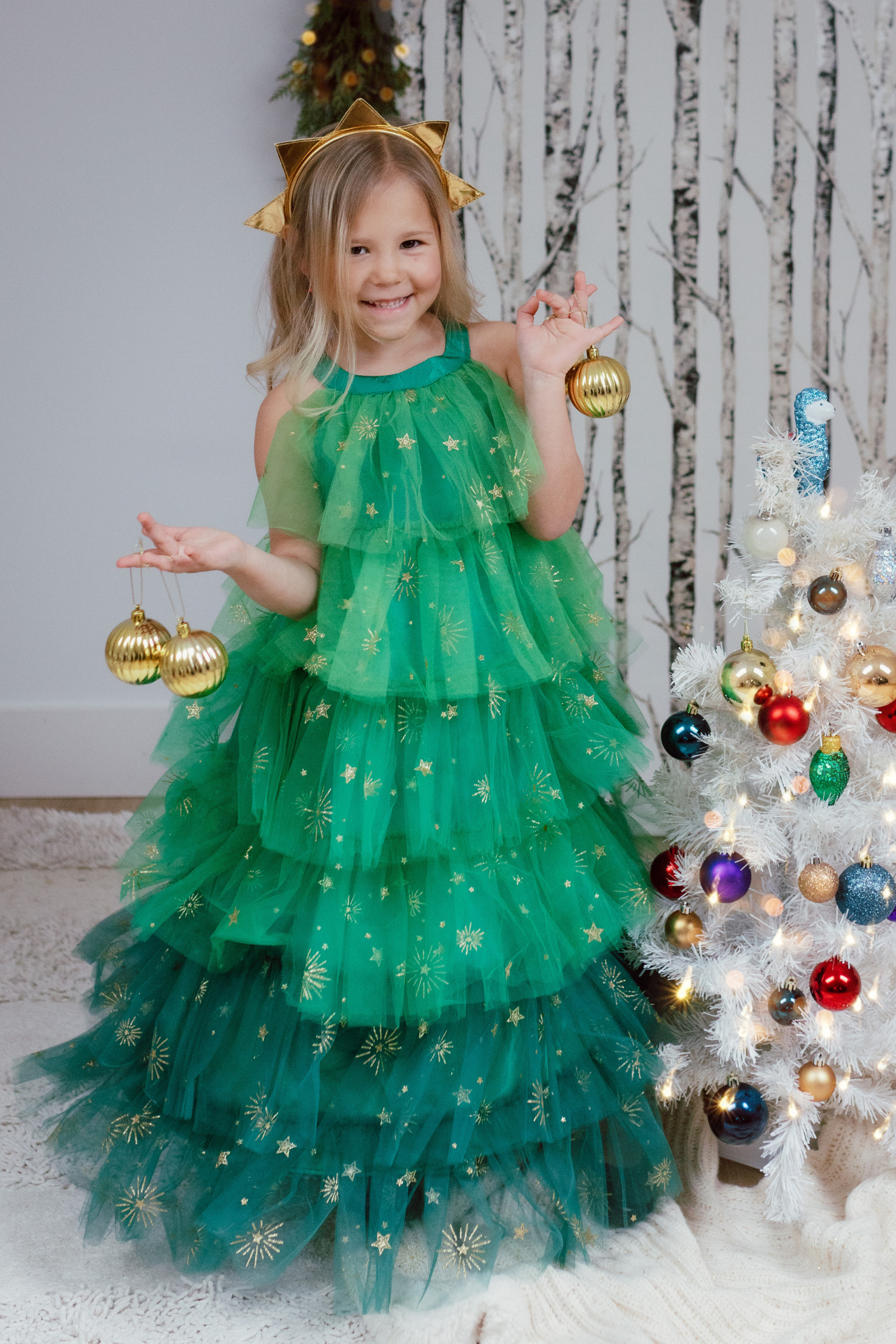 Christmas Tree Dress with Headpiece