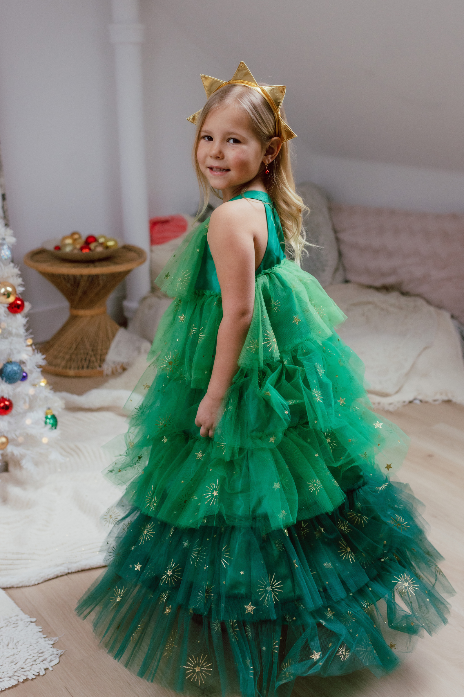 Christmas Tree Dress with Headpiece