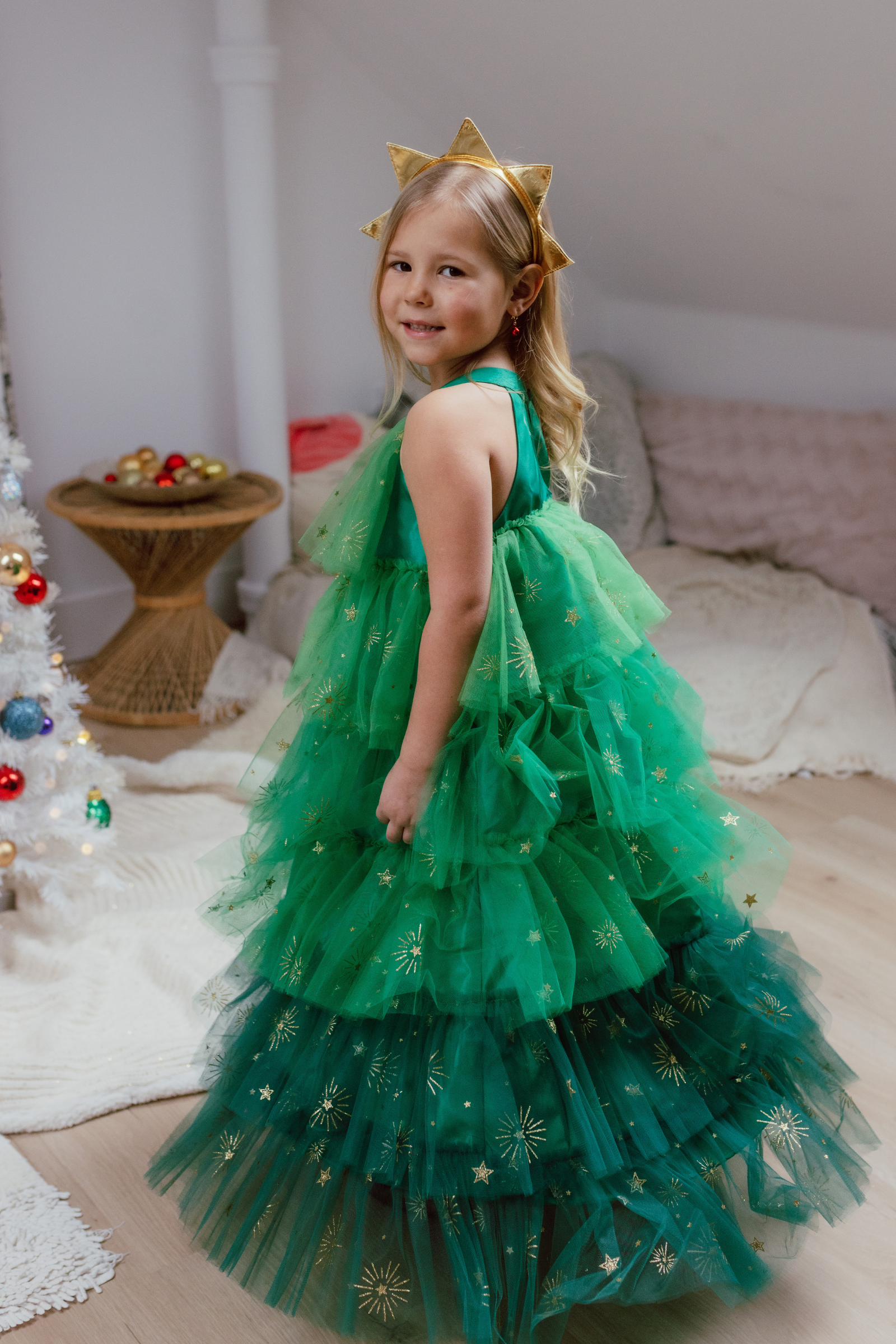 Christmas Tree Dress & Headpiece