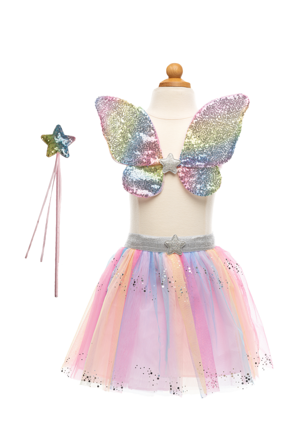 Rainbow Sequins Skirt, Wings & Wand