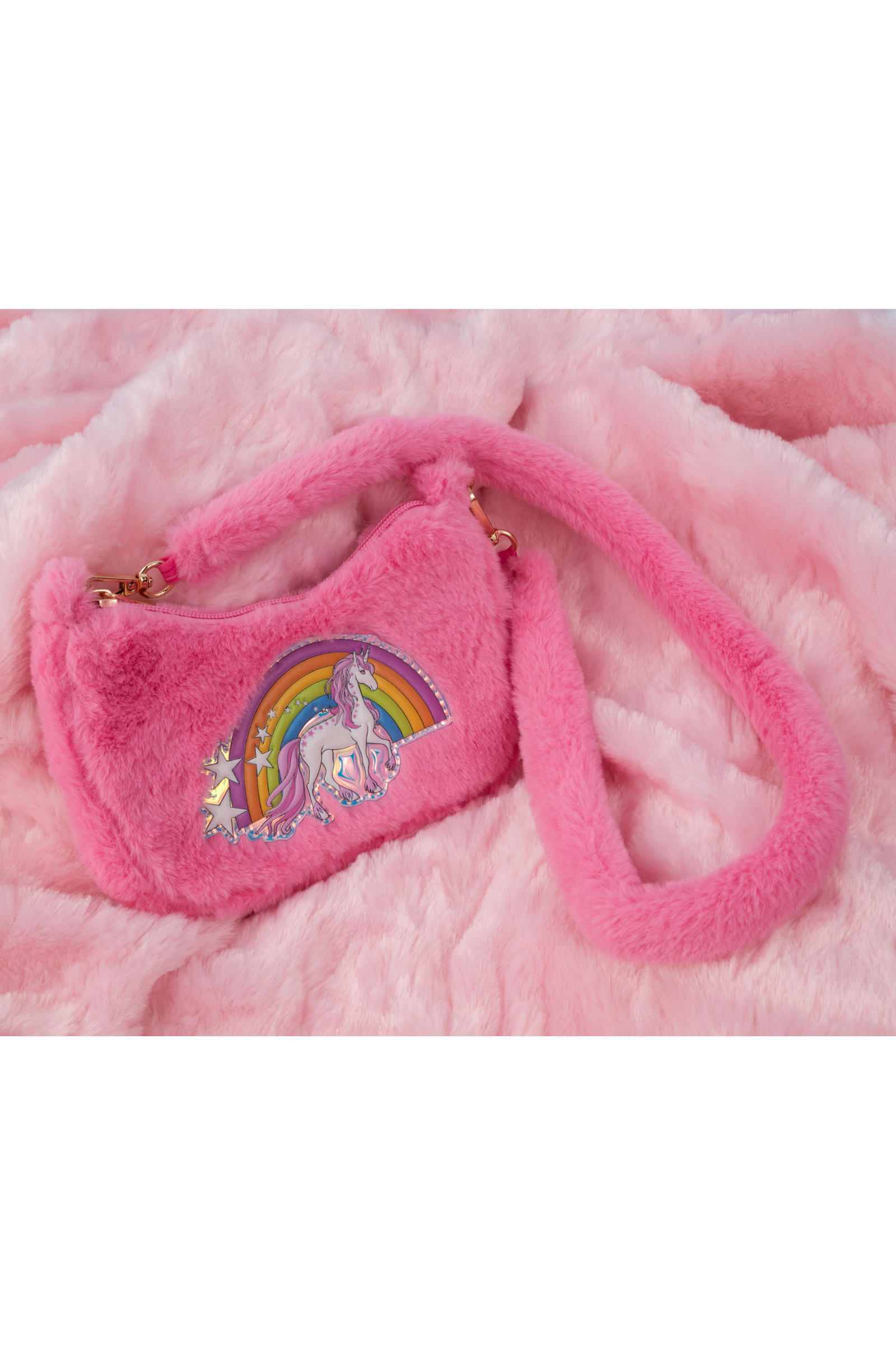 Sac-à-main peluche "Rainbow Cuddle" - rose