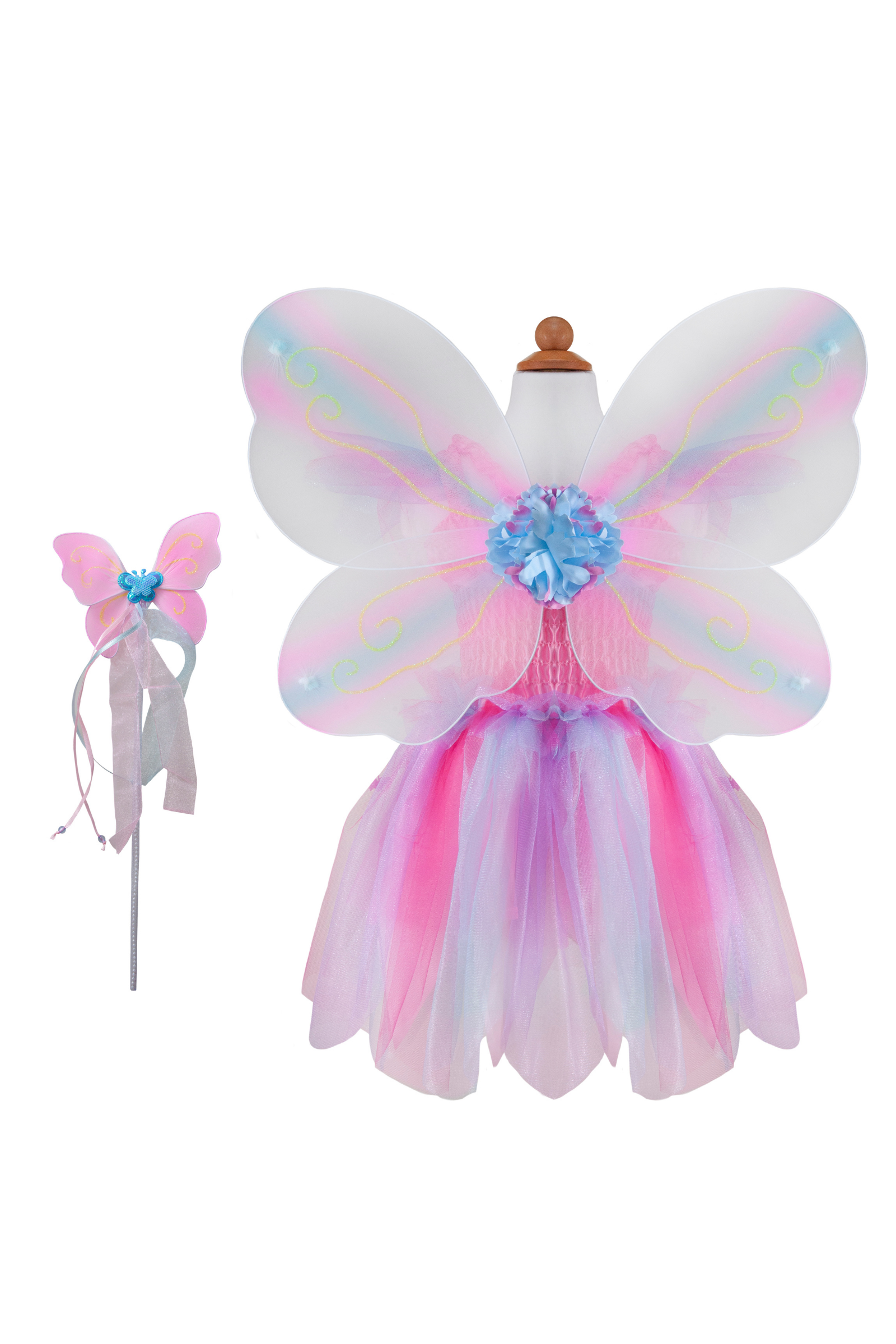 Butterfly Dress w/Wings & Wand, Pink/Multi