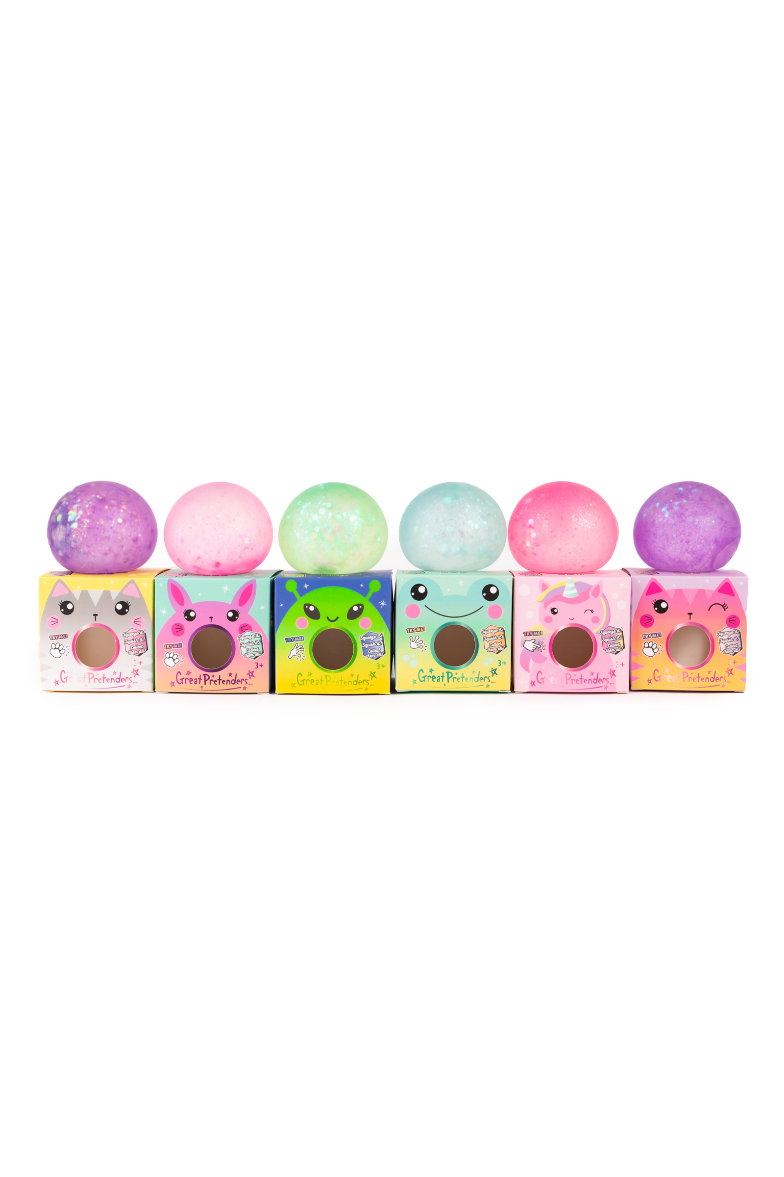 Glitterally Amazing Squishy Balls, 6pcs, Assorted