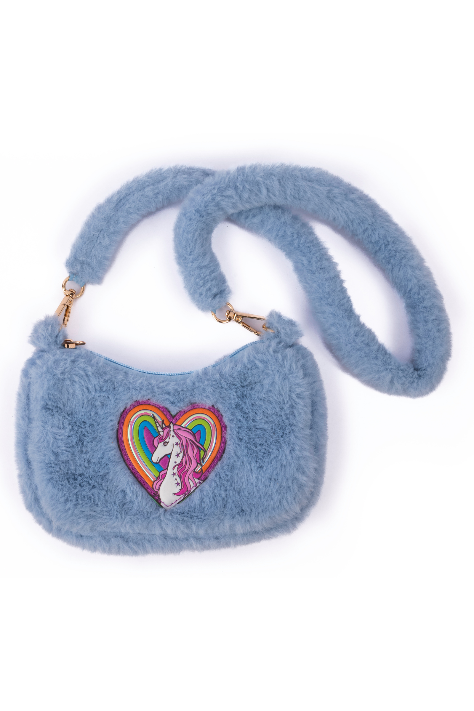 Sac-à-main peluche "Rainbow Cuddle" - bleu