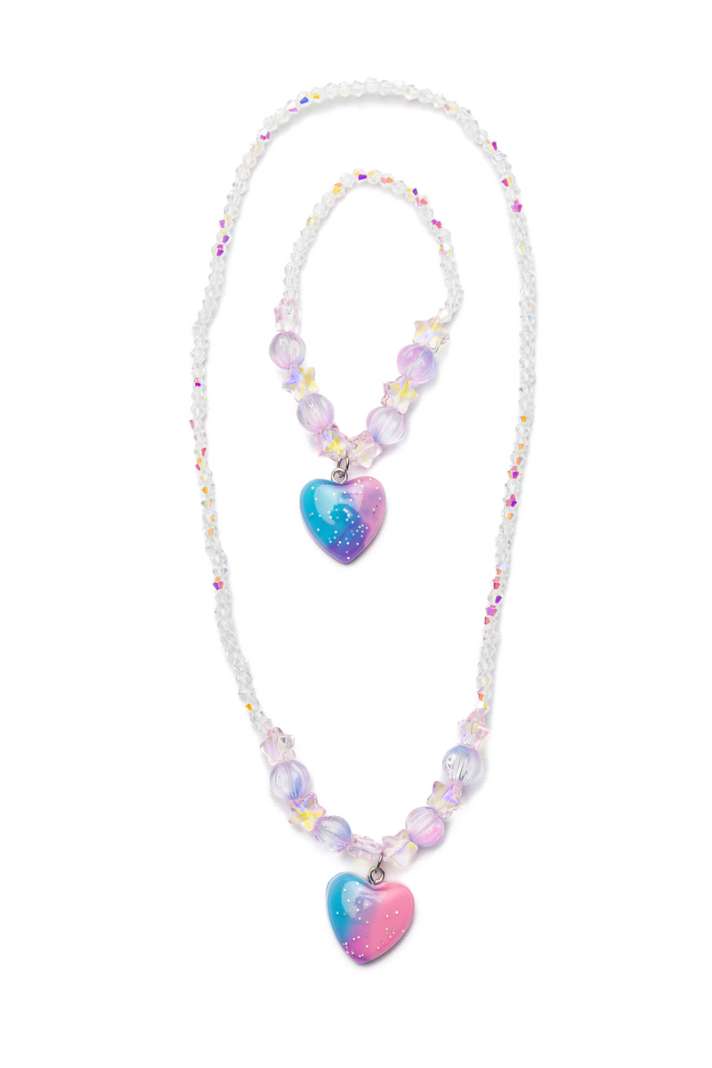 Ensemble collier et bracelet Cœur galaxie