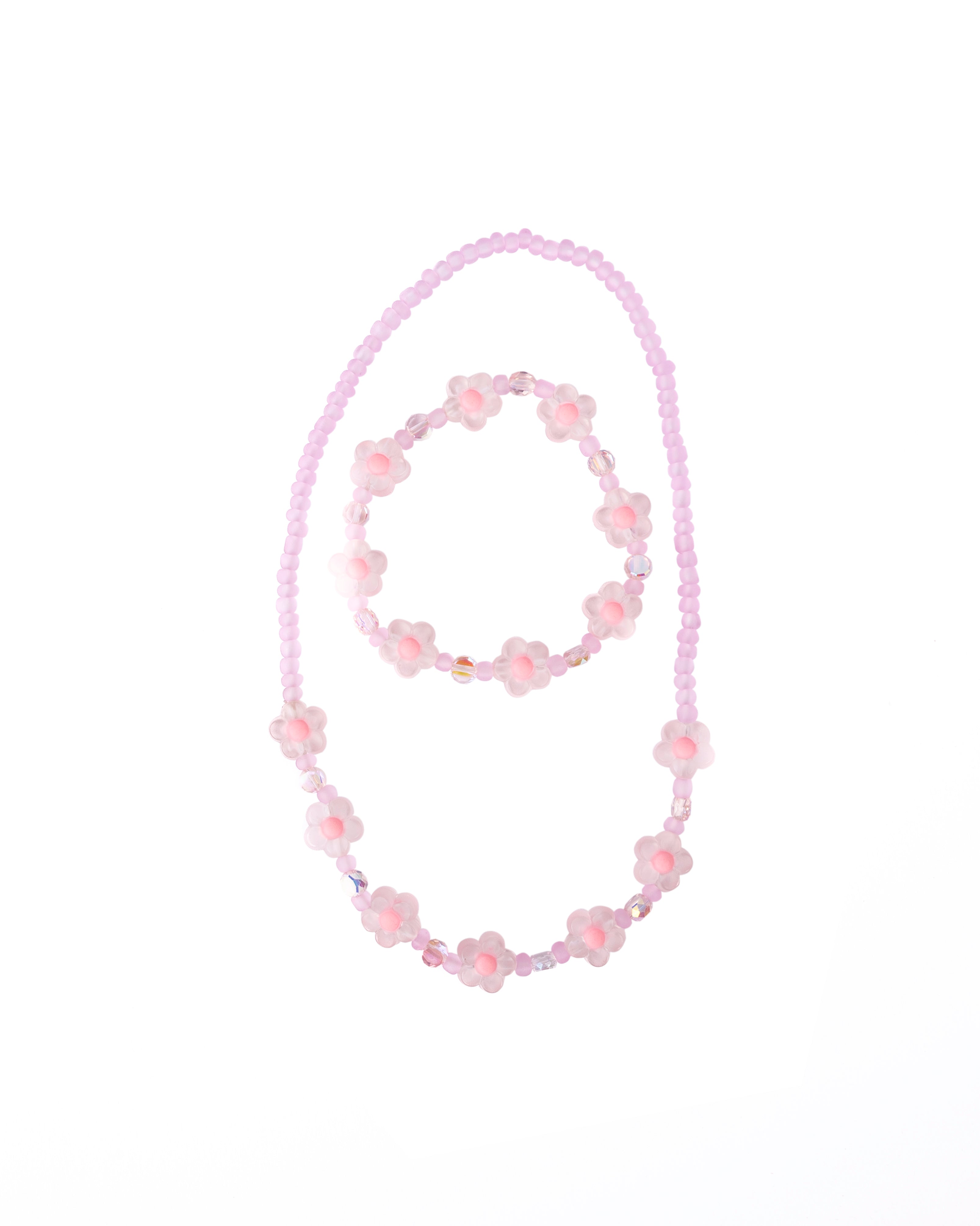 Set collier/bracelet "Pink Crystal Blooms"