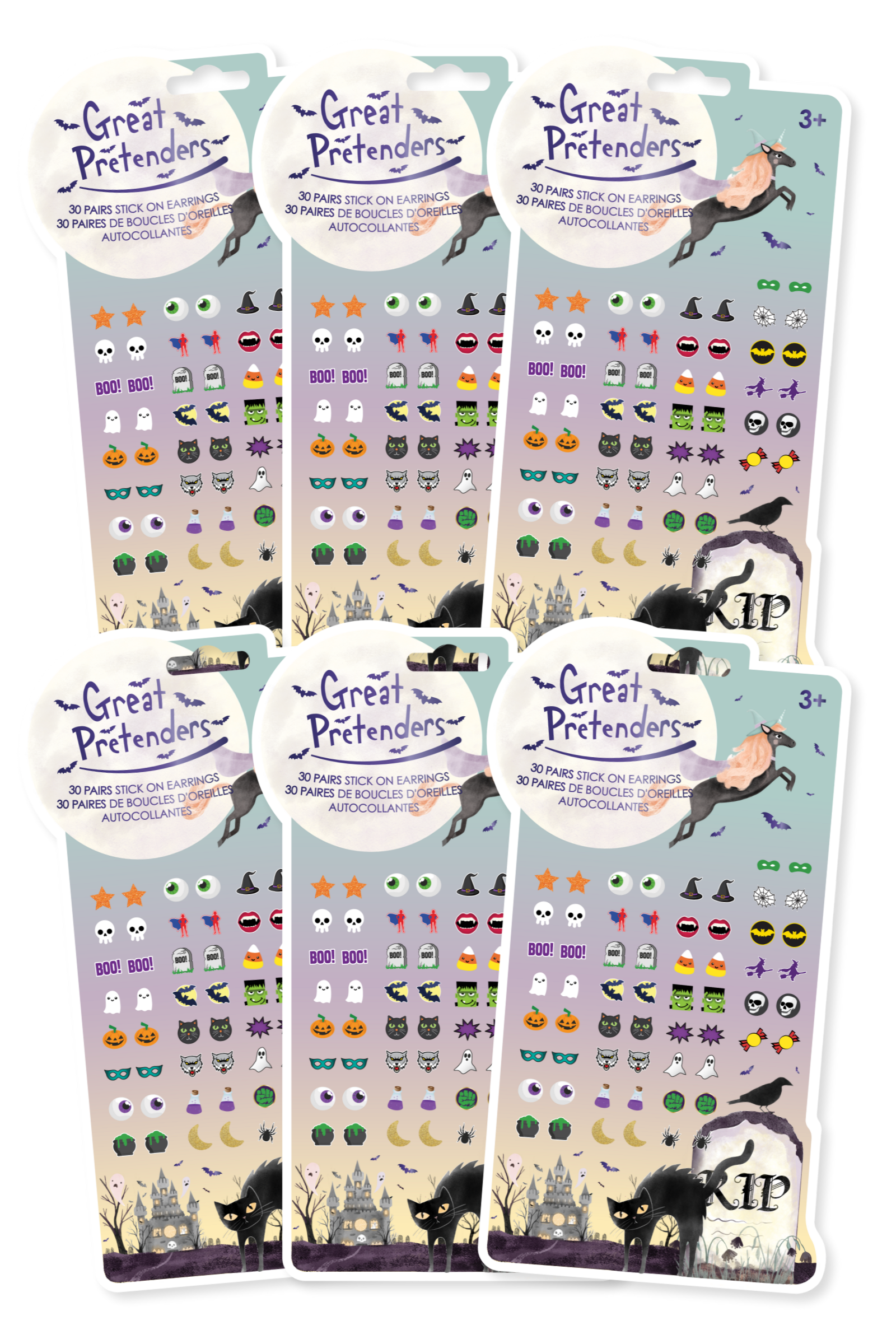 6 Packs of Halloween Sticker Earrings