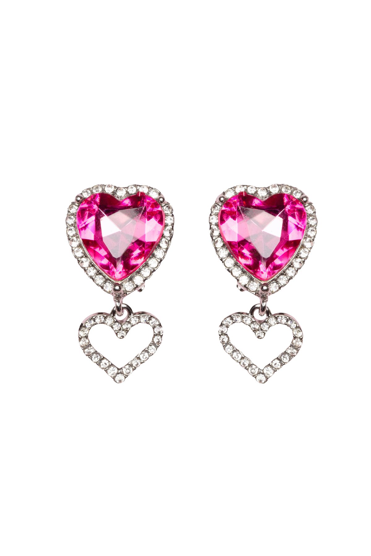 Boutique Heart Jewel Clip On Earrings
