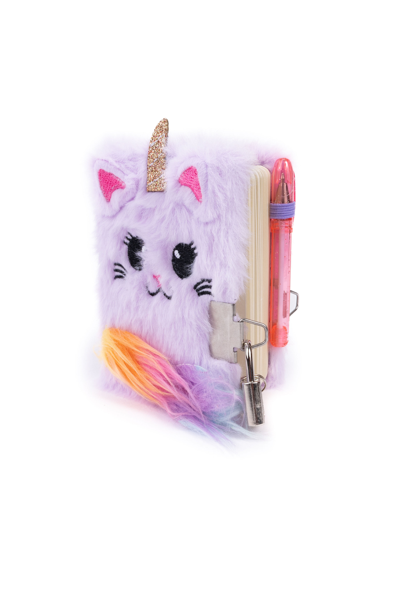 Mini journal en fourrure avec serrure et stylo