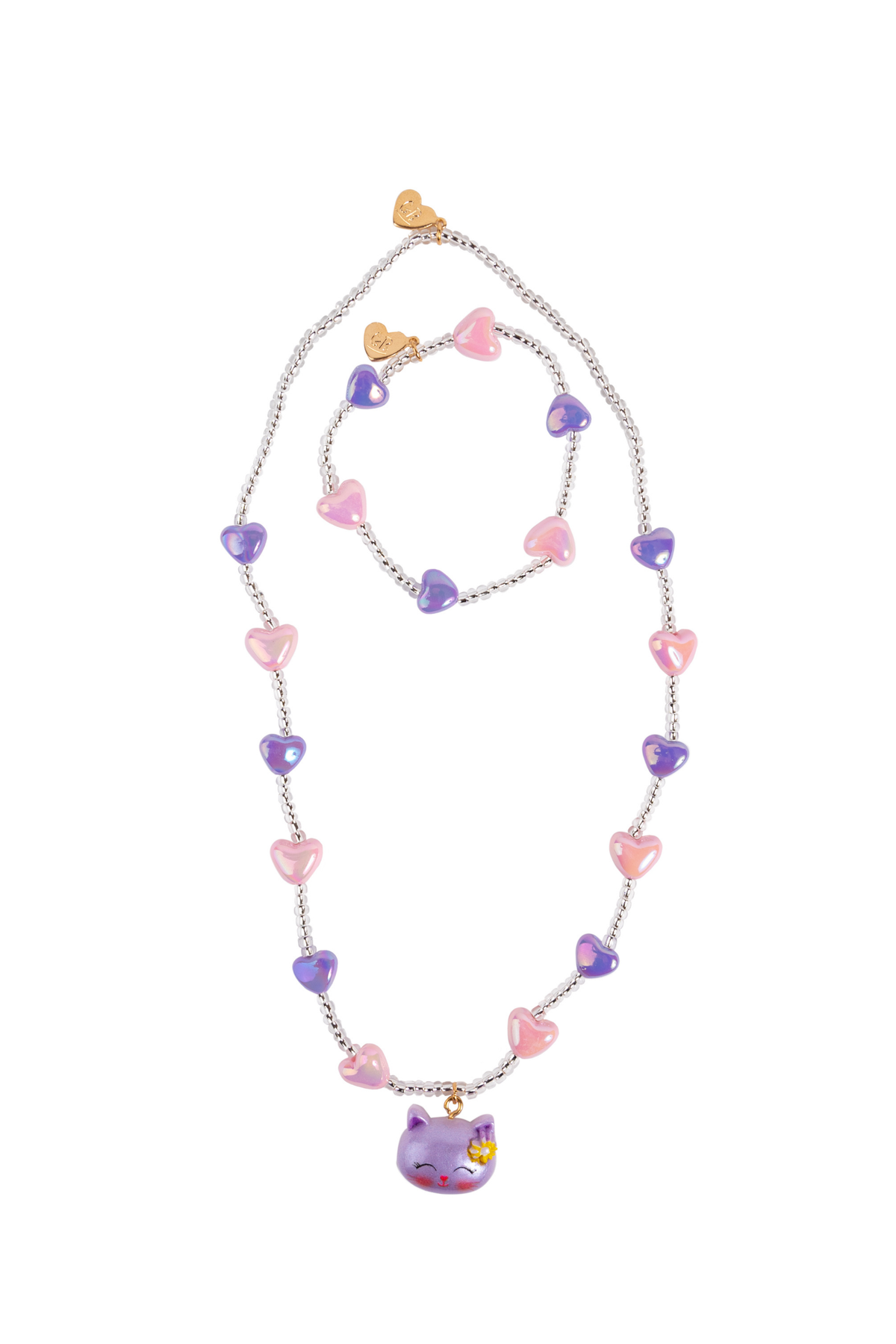Lovely Kitty Necklace & Bracelet Set, 2pc